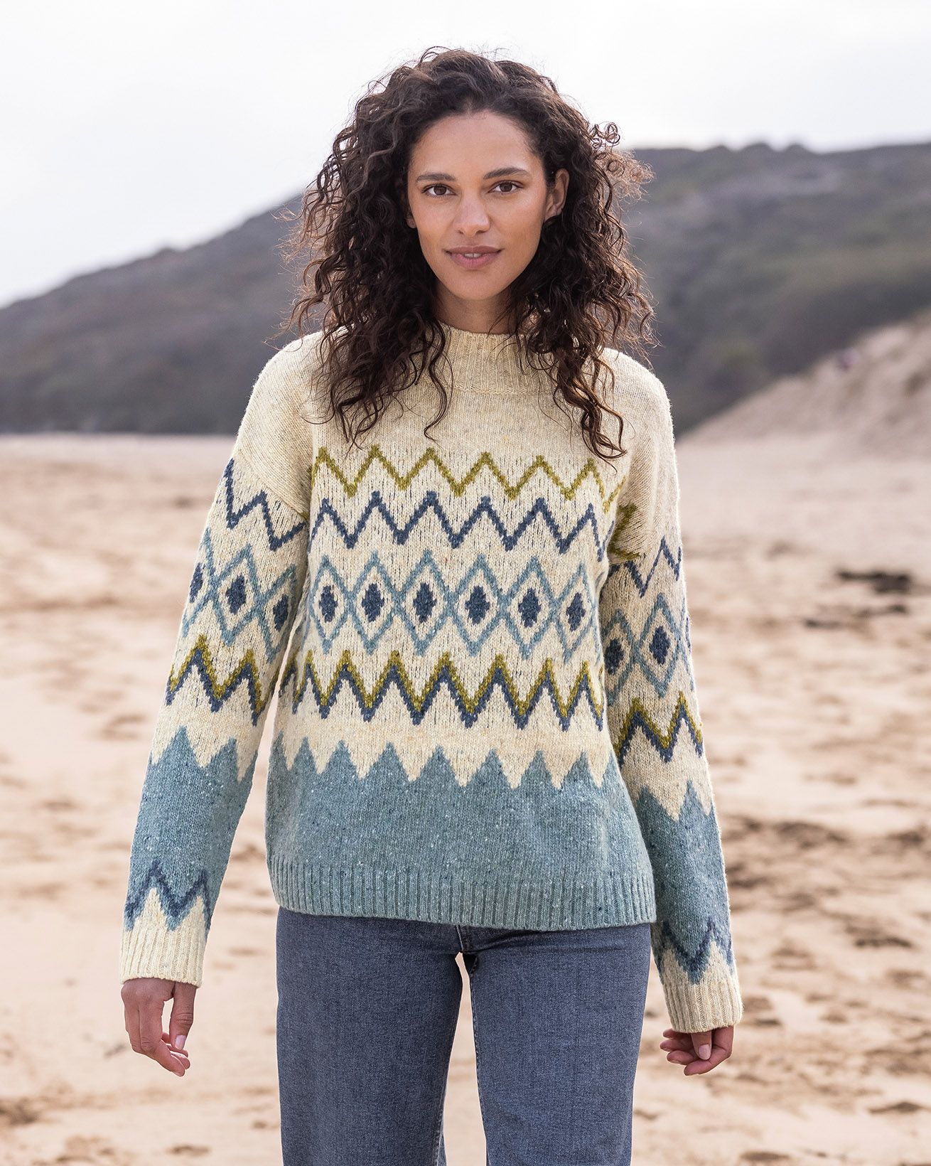 Donegal Zig Zag Mock Neck Jumper