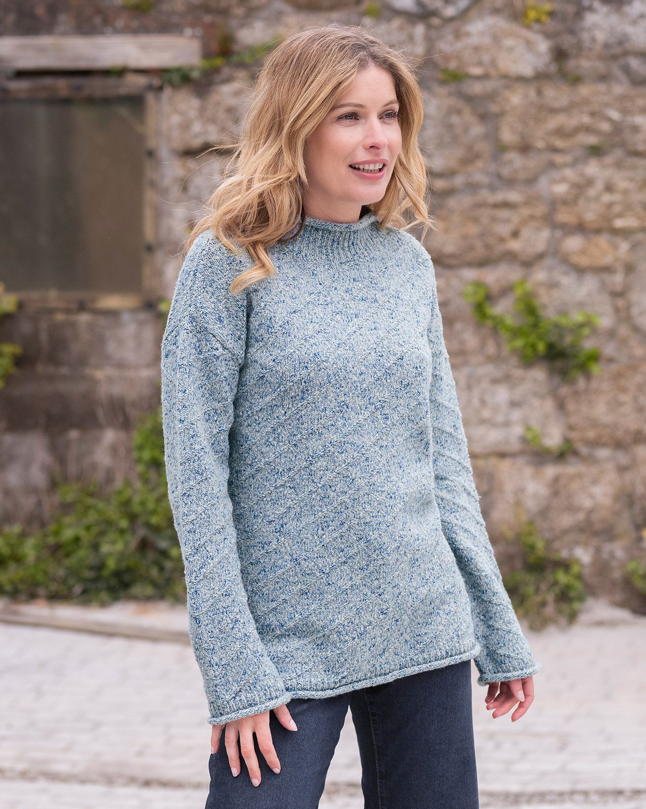Flecked Diagonal Stitch Sweater