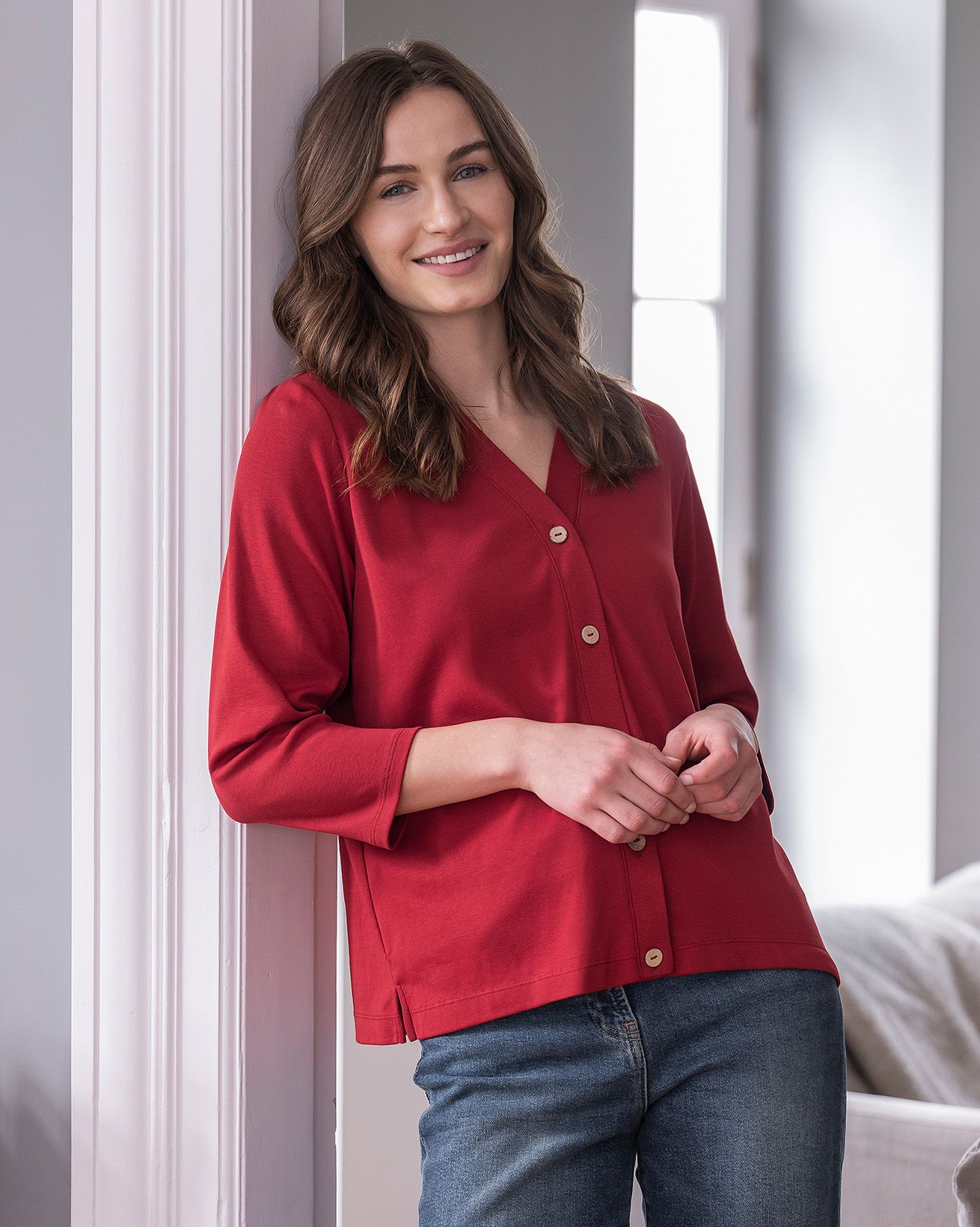 Organic Cotton Button Through Jersey Top