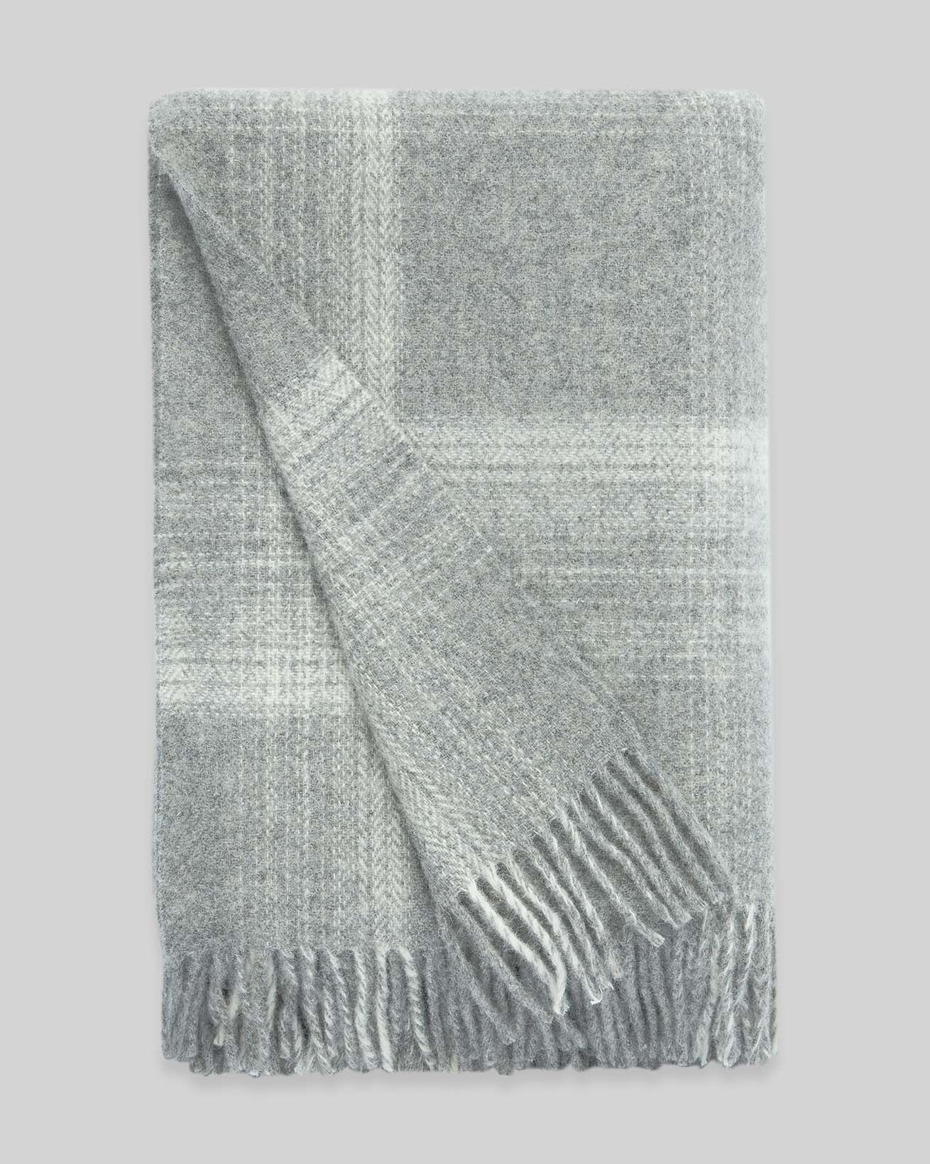 Undyed Wool Tartan Throw 