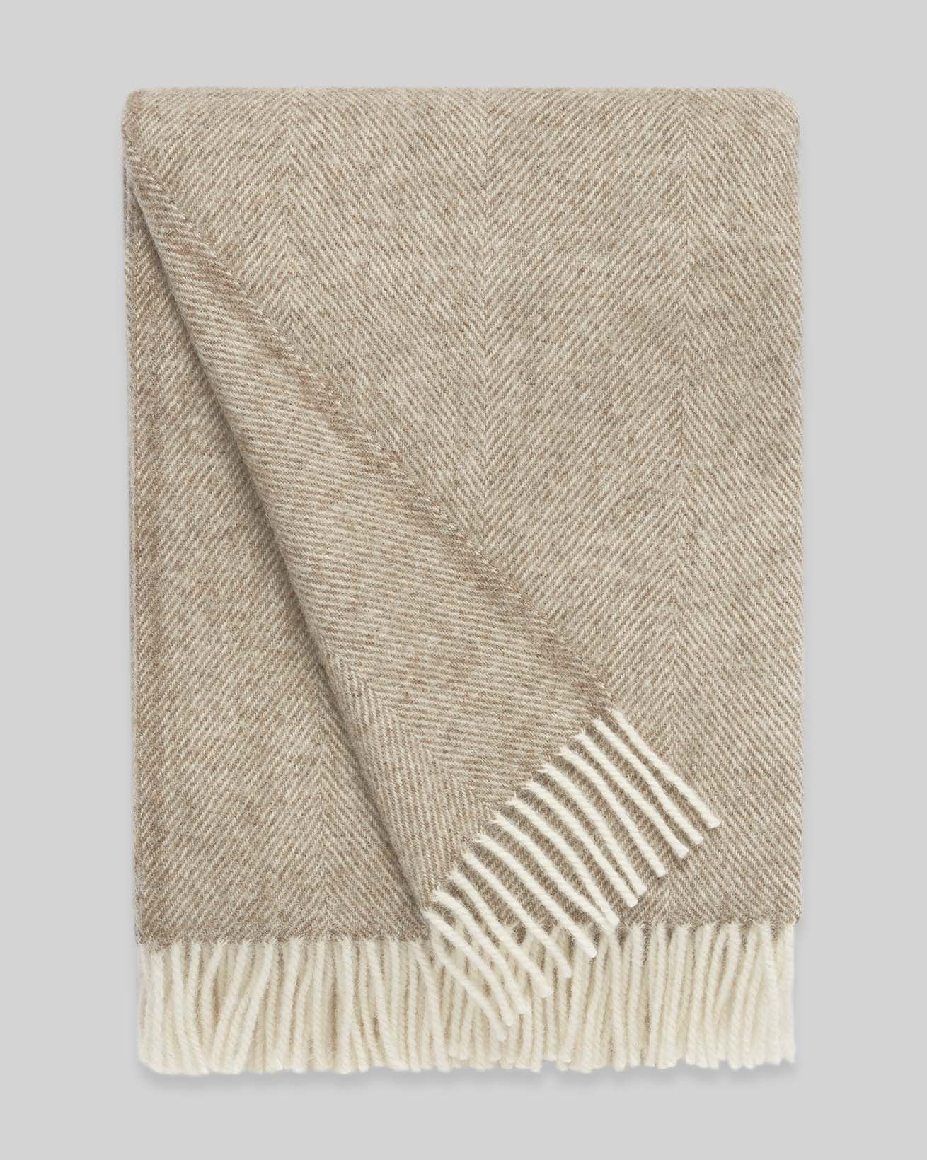 Couverture À Chevrons En Laine Naturelle