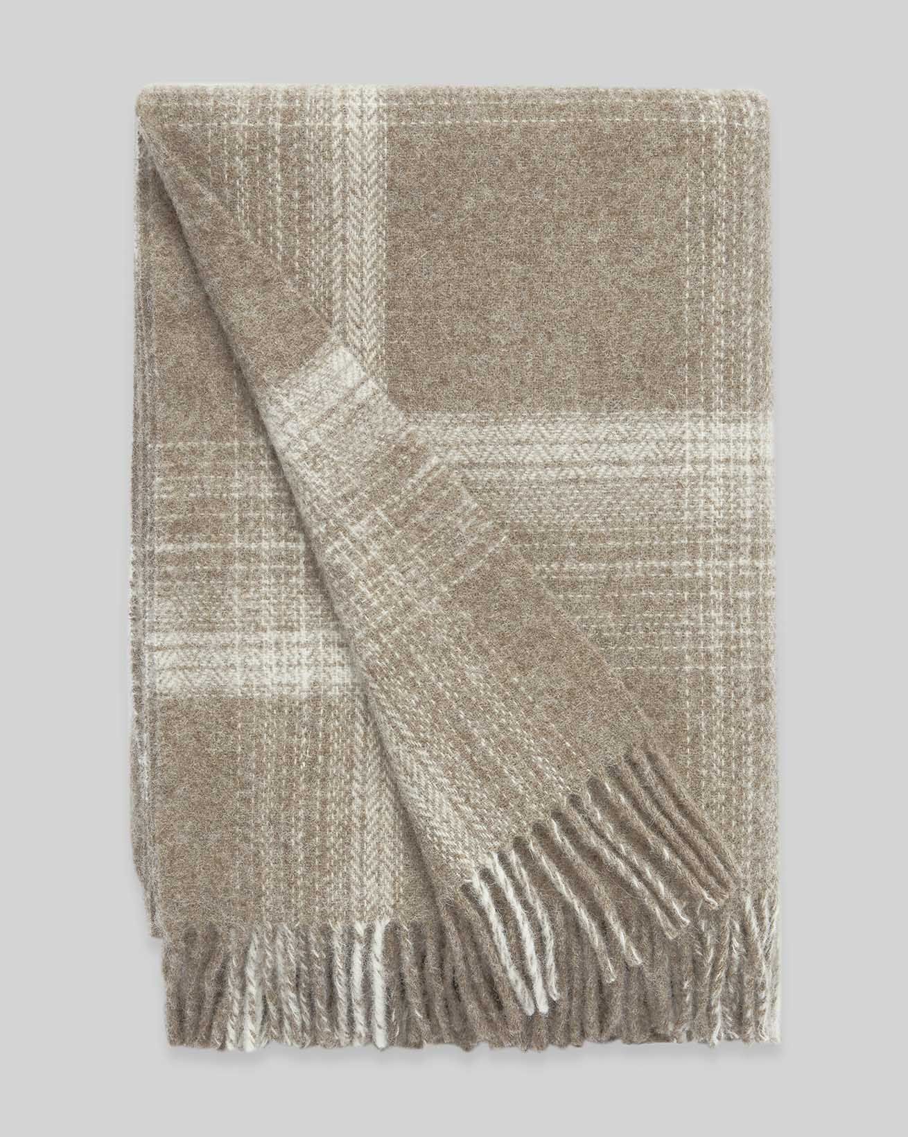 Couverture Motif Tartan En Laine Naturelle