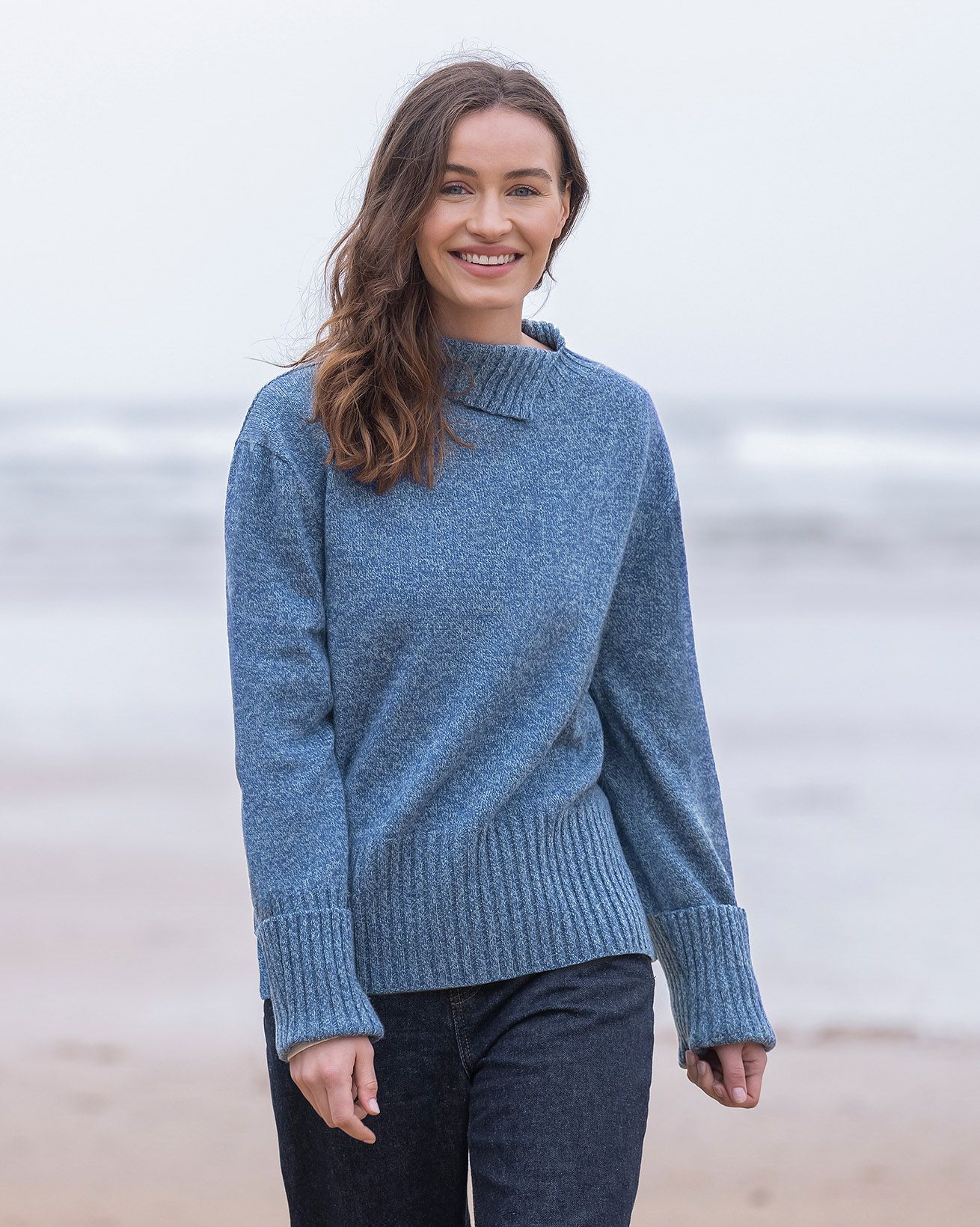 Recycled Wool Split Collar Sweater