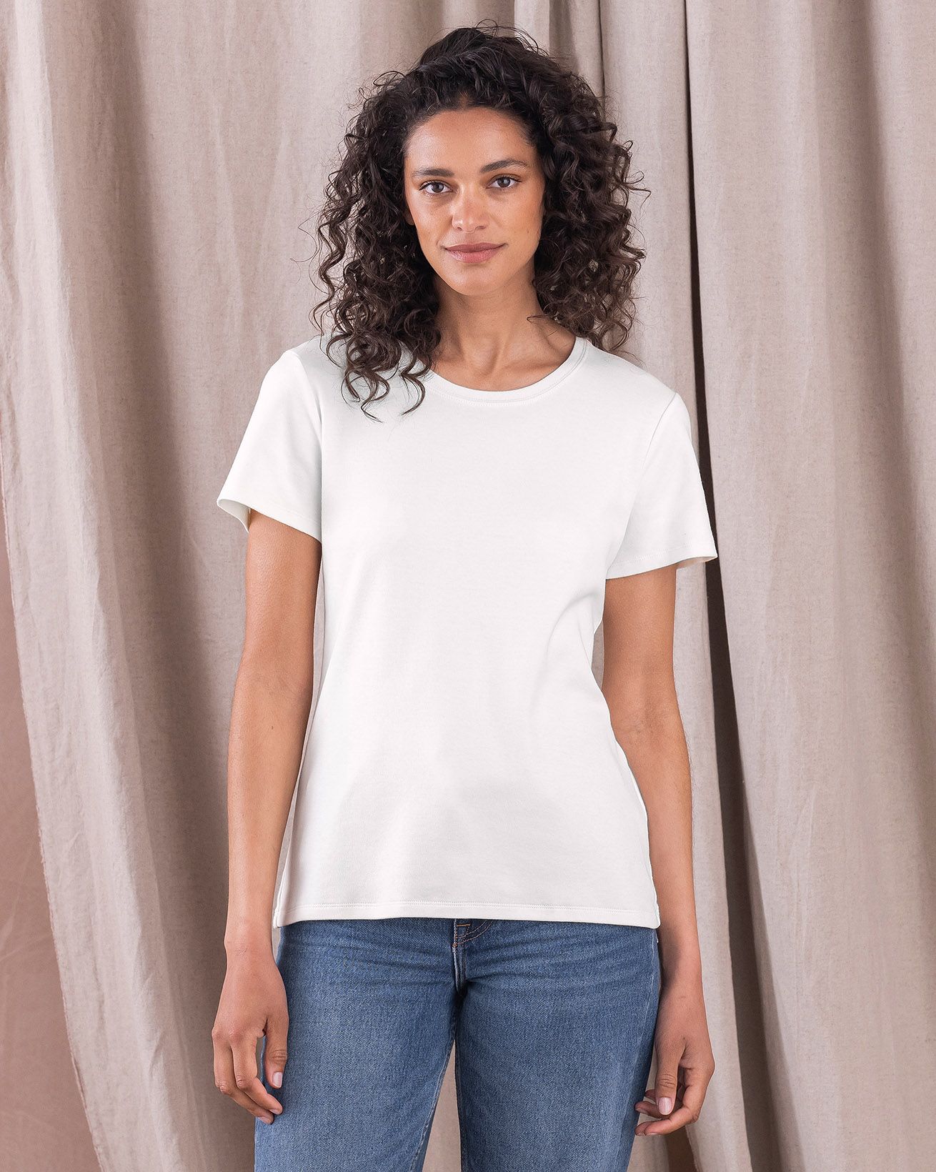 T-Shirt Col Rond À Manches Courtes En Coton Biologique