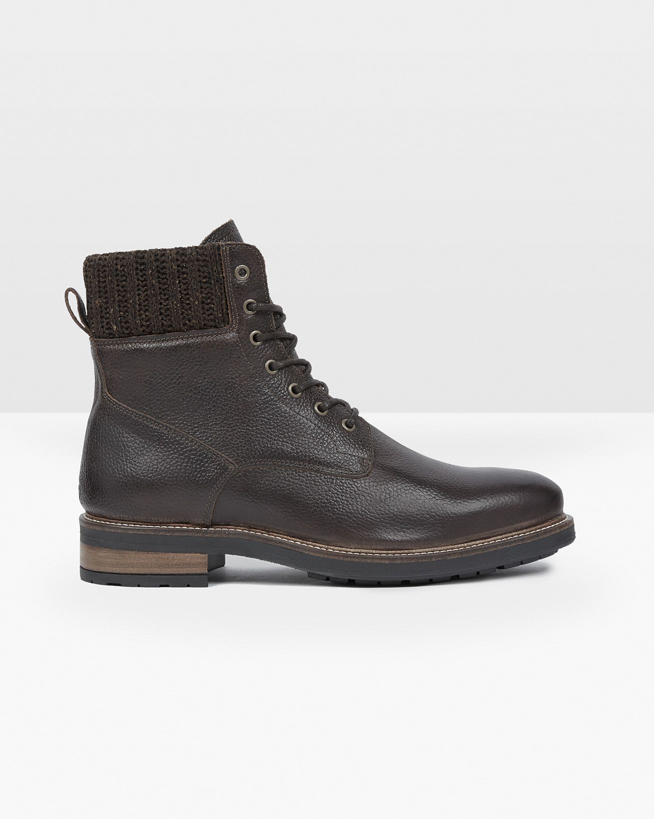 Bottines Homme À Lacets Et Revers En Tricot