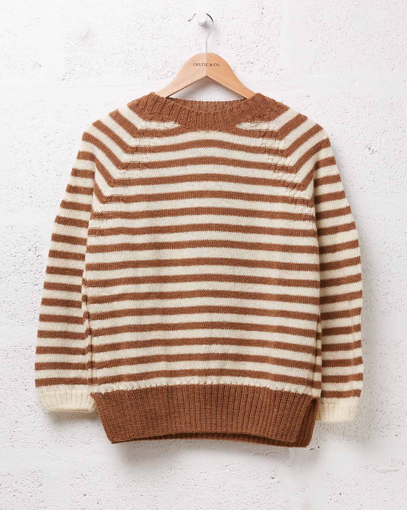 Wool Stripe Jumper / Brown , Cream / M