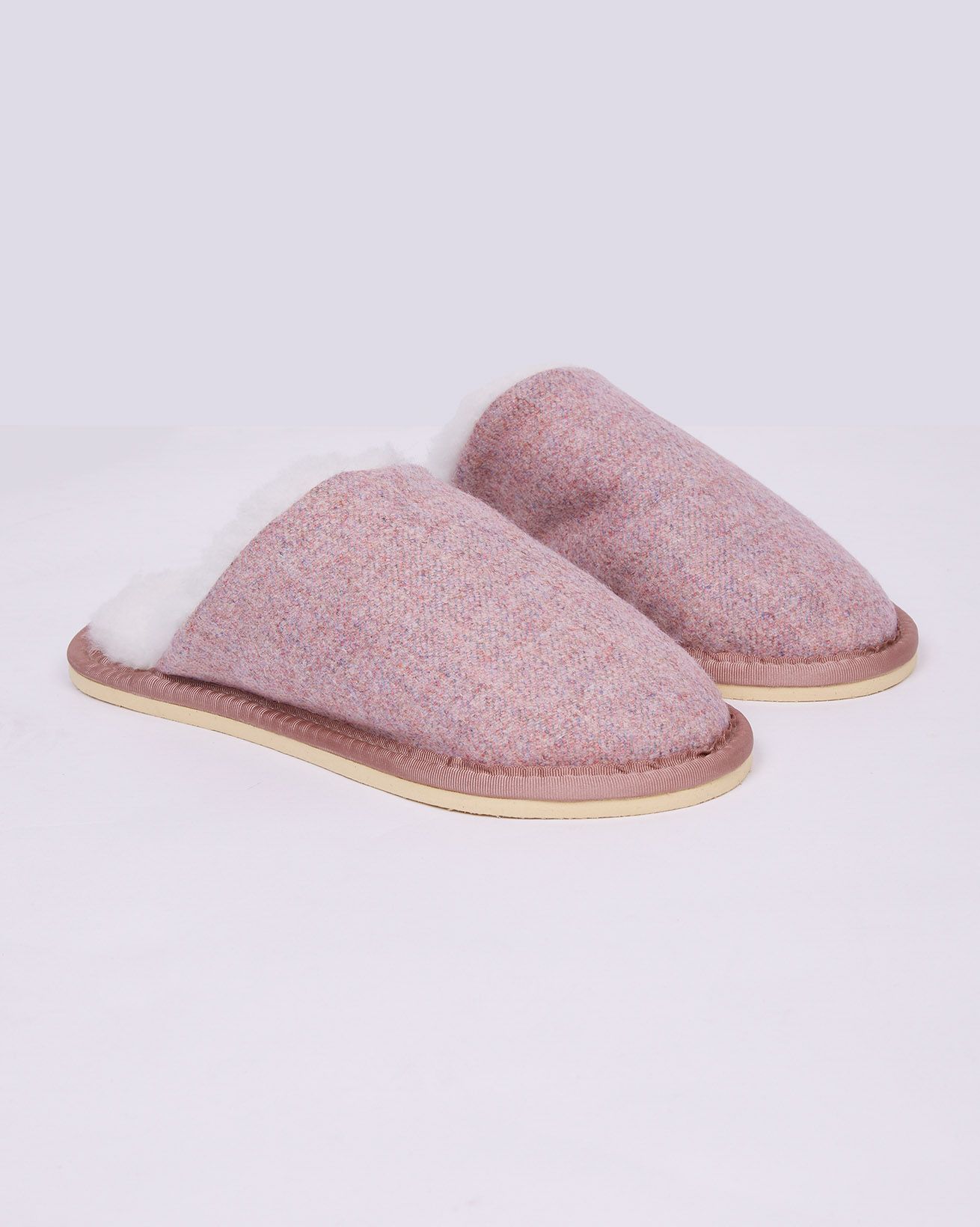 Ladies Woven Tweed Mule / Dusky Pink / 6