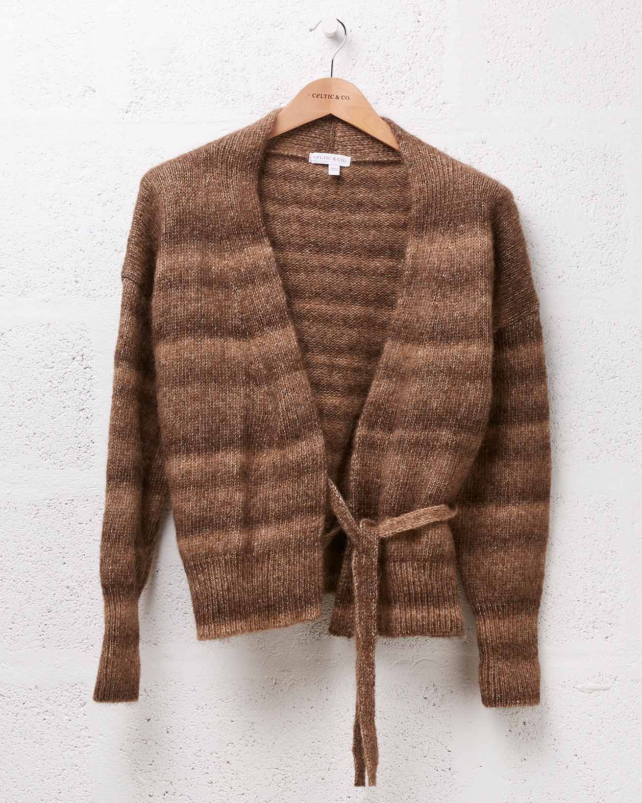 Alpaca Cotton Wrap Cardigan / Brown / S
