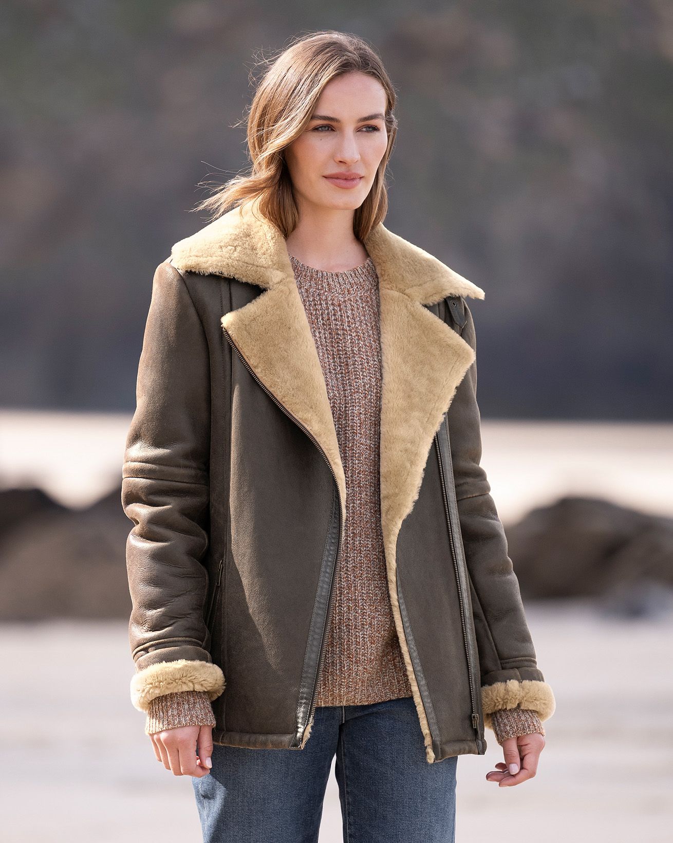 Boyfriend Aviator Sheepskin Jacket