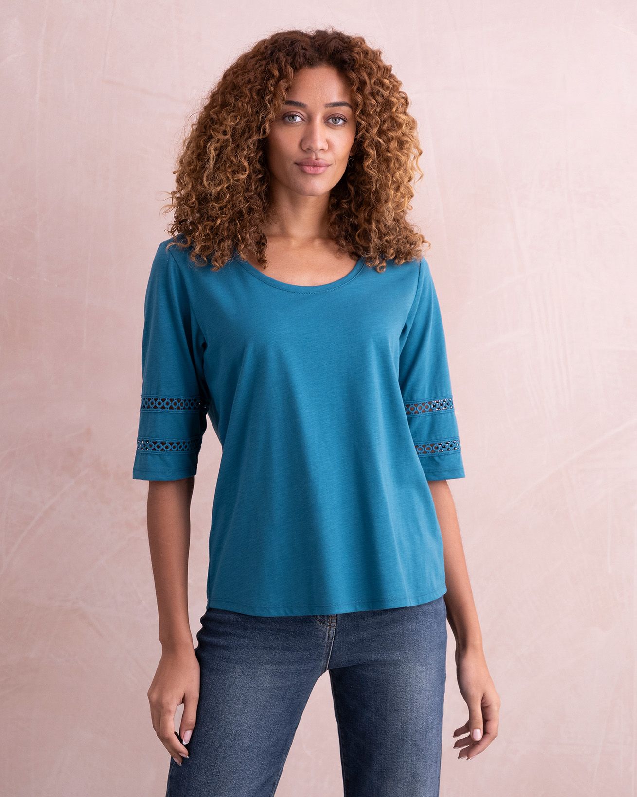 Organic Cotton Sleeve Detail Jersey Top
