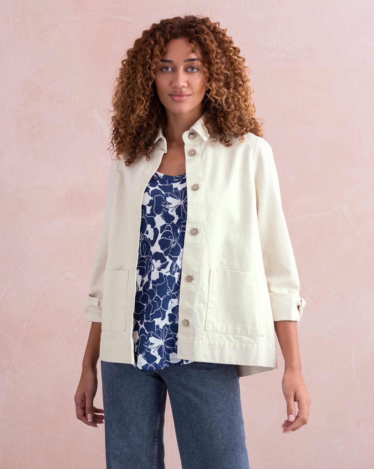 Veste en sergé de coton avec pli dans le dos