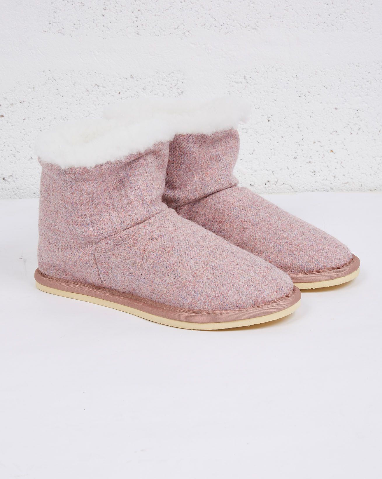 Ladies Woven Tweed Shortie Slipper / Dusky Pink / 6