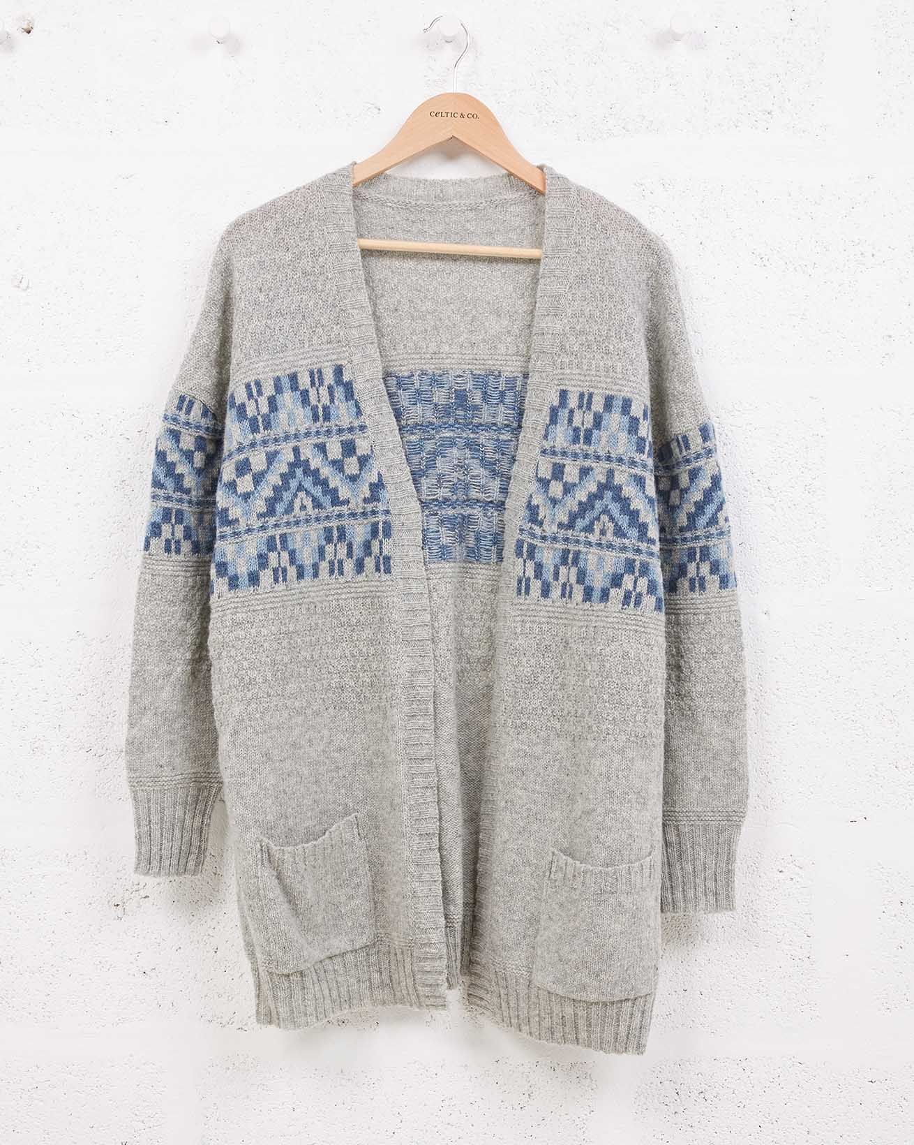 Slouchy Stitch Detail Cardigan / Silver Grey / S