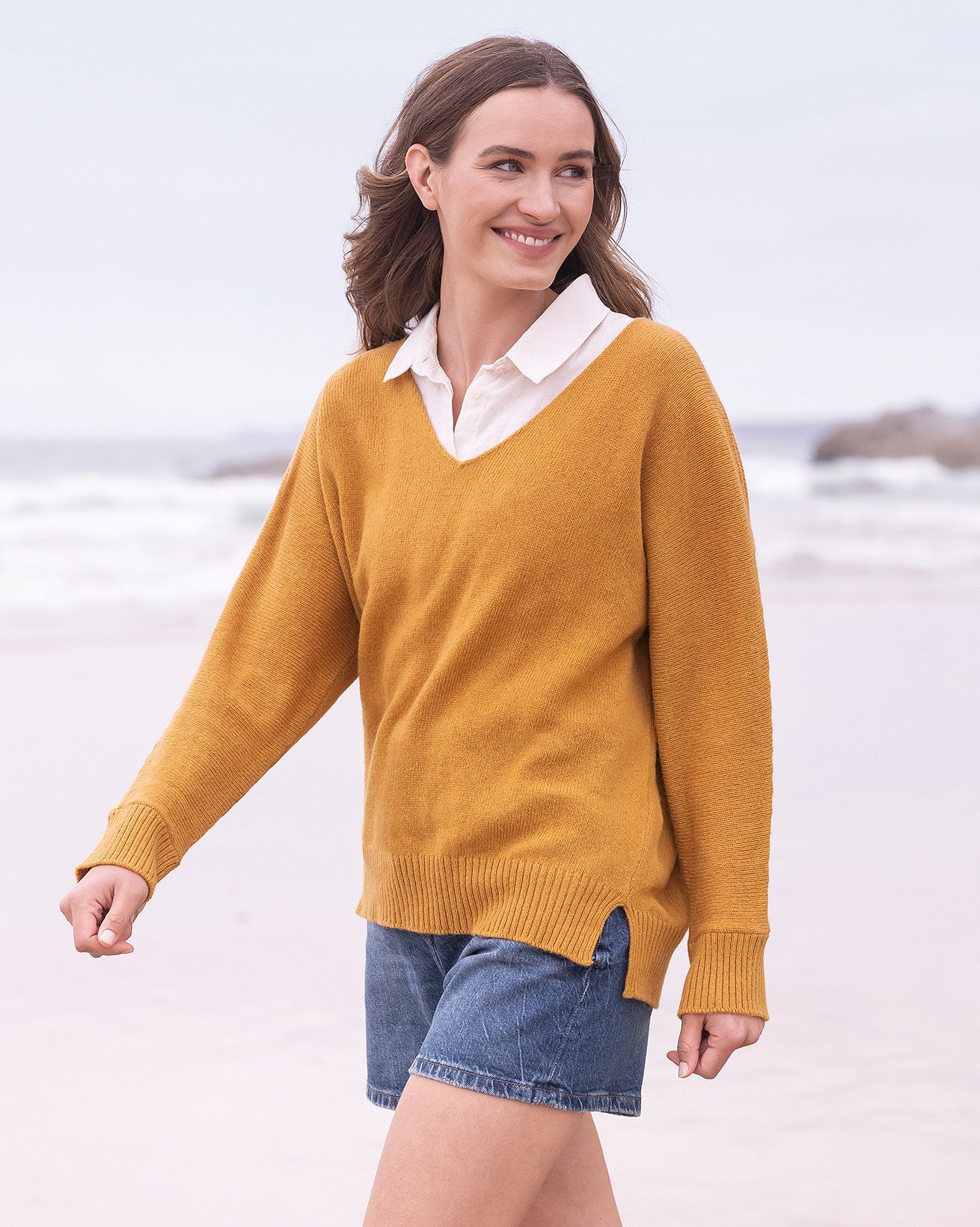 Alpaca Blend Slouch V Neck Jumper