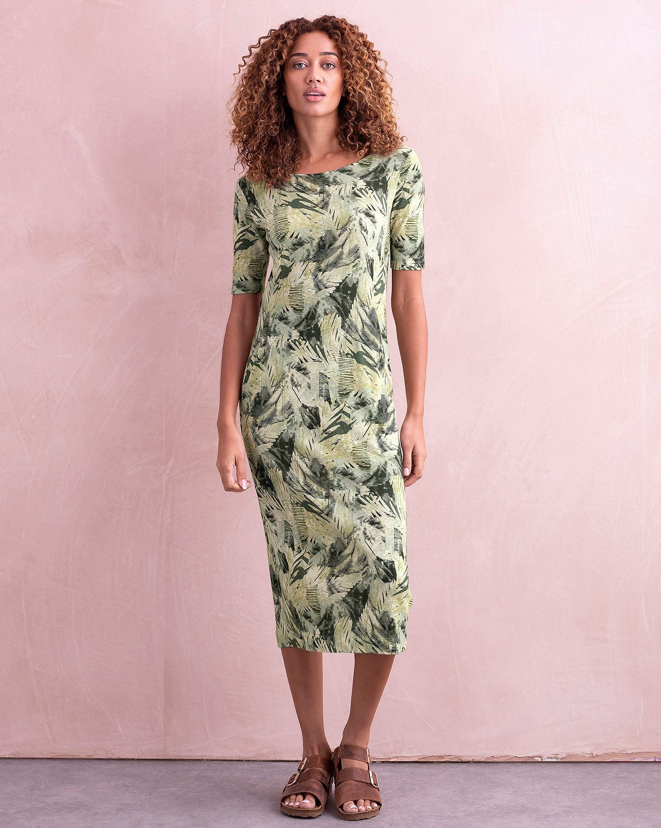 Linen Blend Button Back Dress