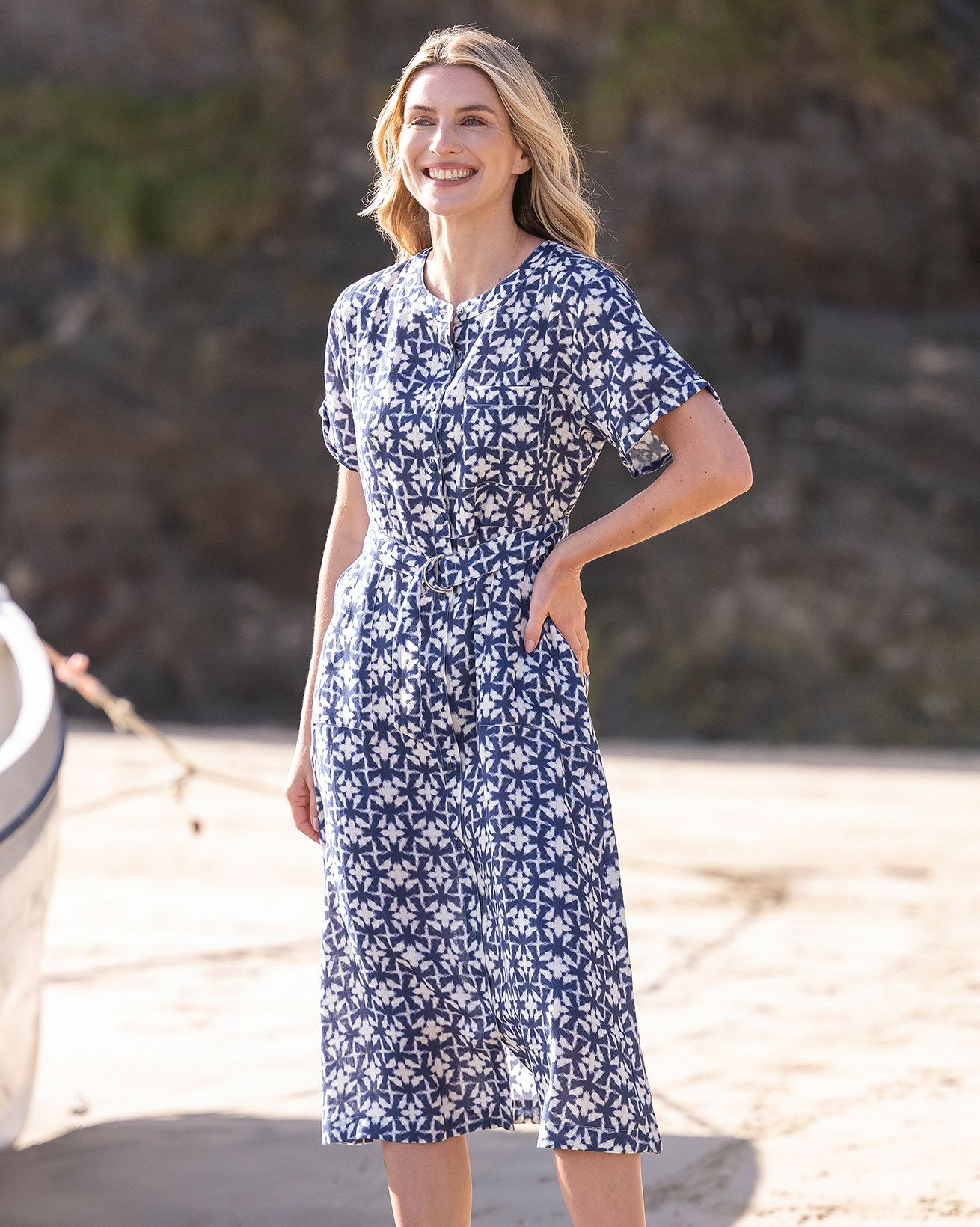 Linen Button Through Dress