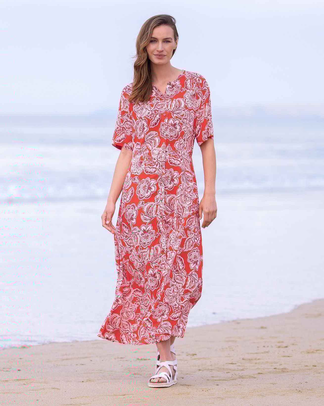 Button Through Midi Dress