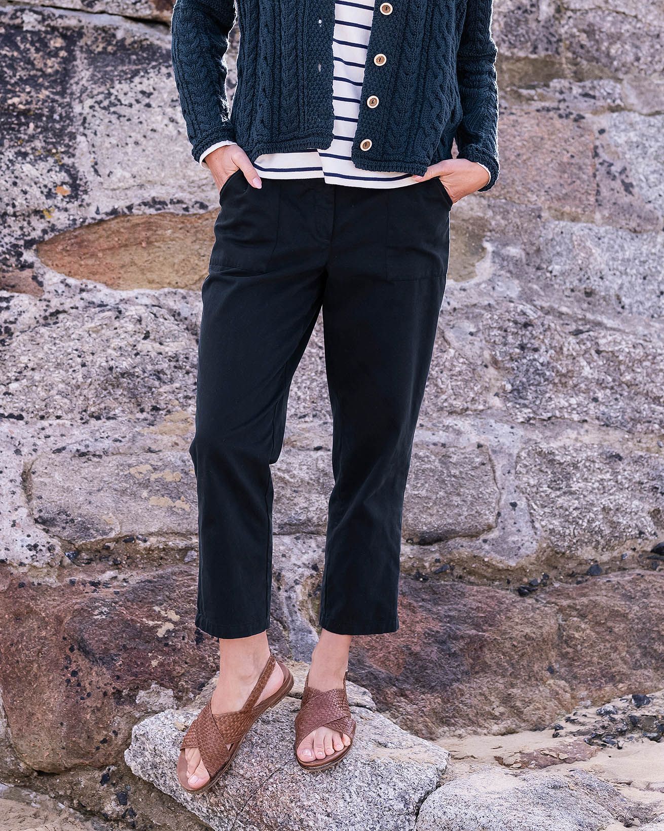 Slim Leg Cotton Trousers