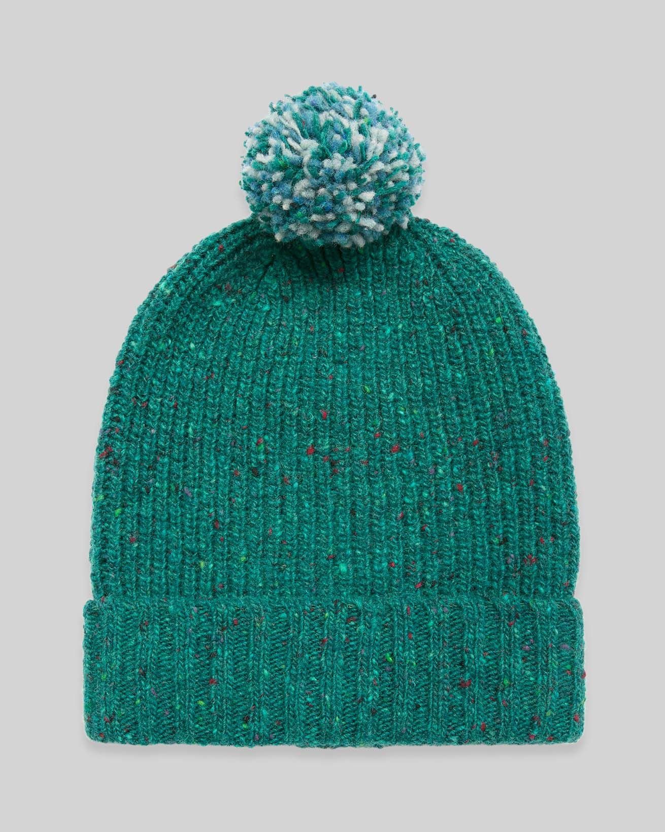 Bonnet à pompon à côte Donegal