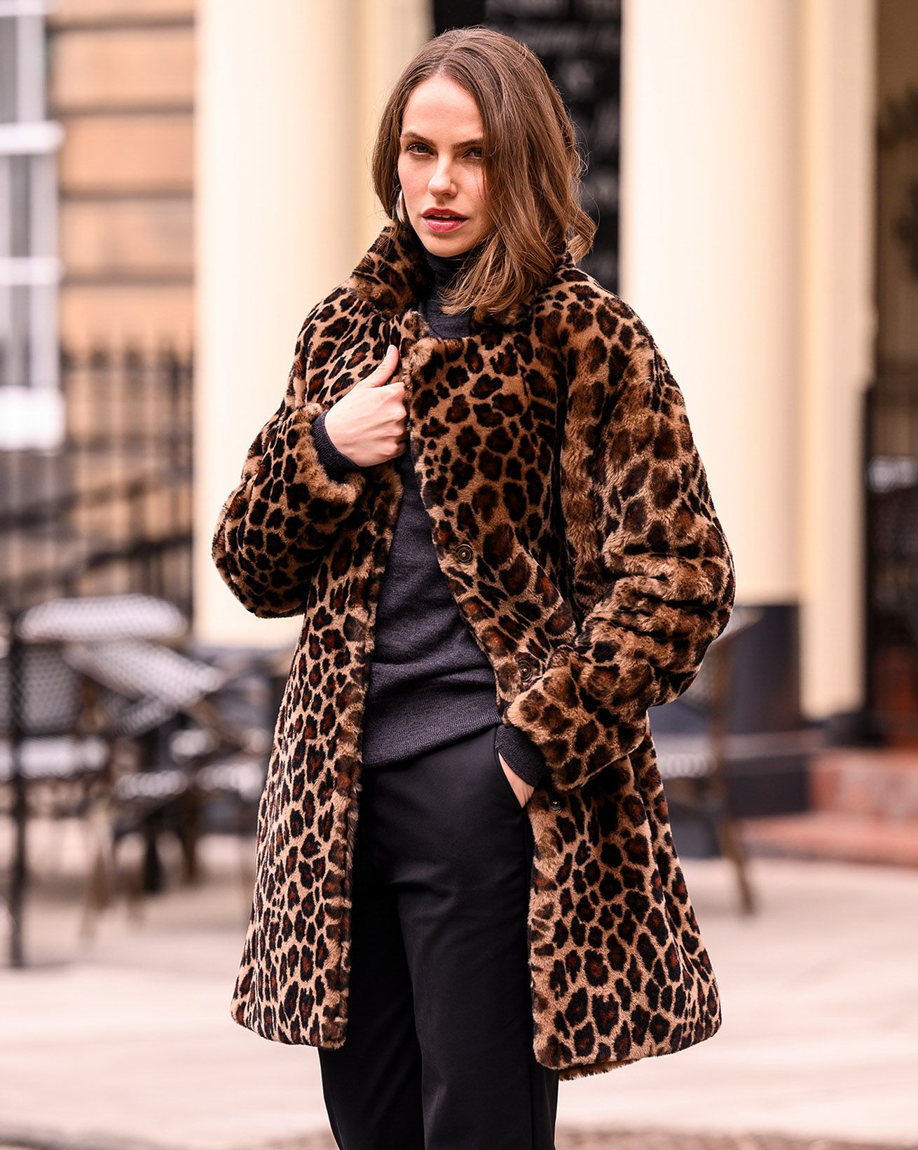 Leopard Print Shearling Coat