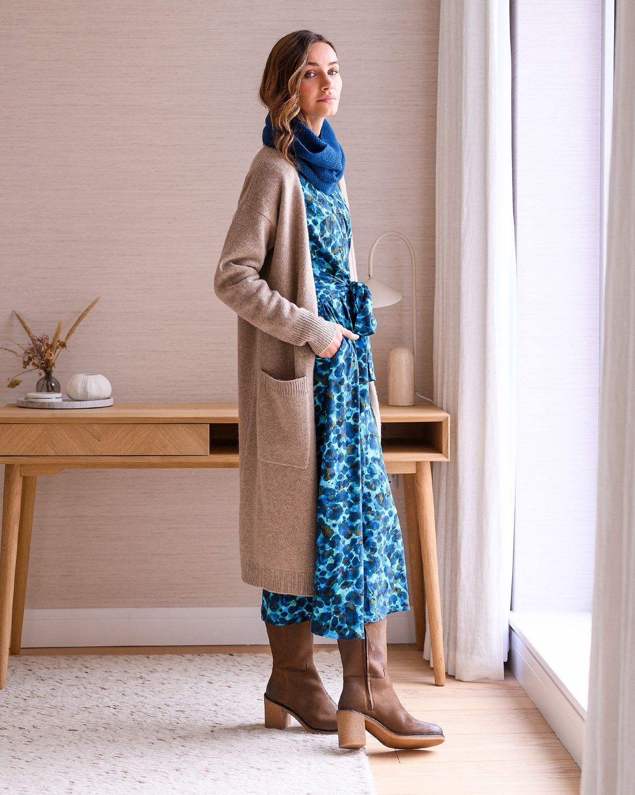 Lange Filzstrickjacke