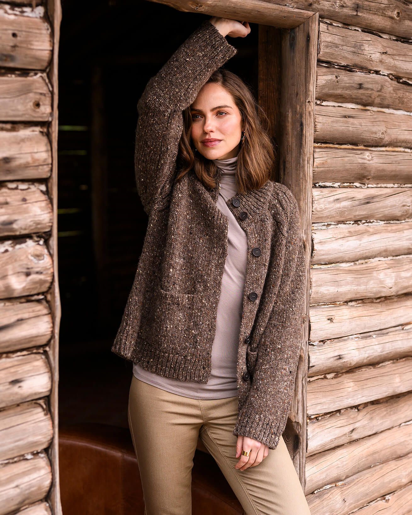 Gilet Col Cheminée En Laine Donegal