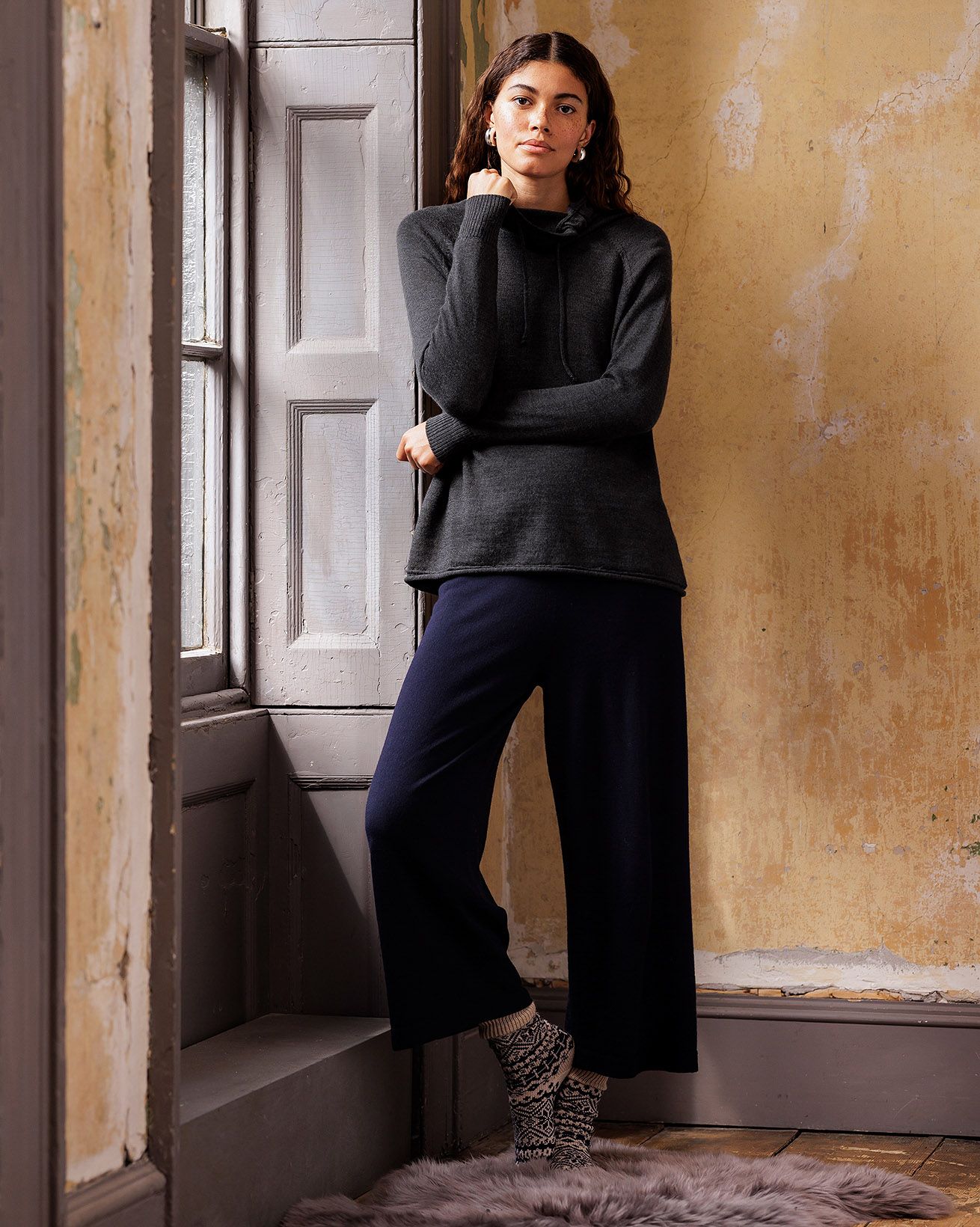 Weite Loungehose aus Merinowolle