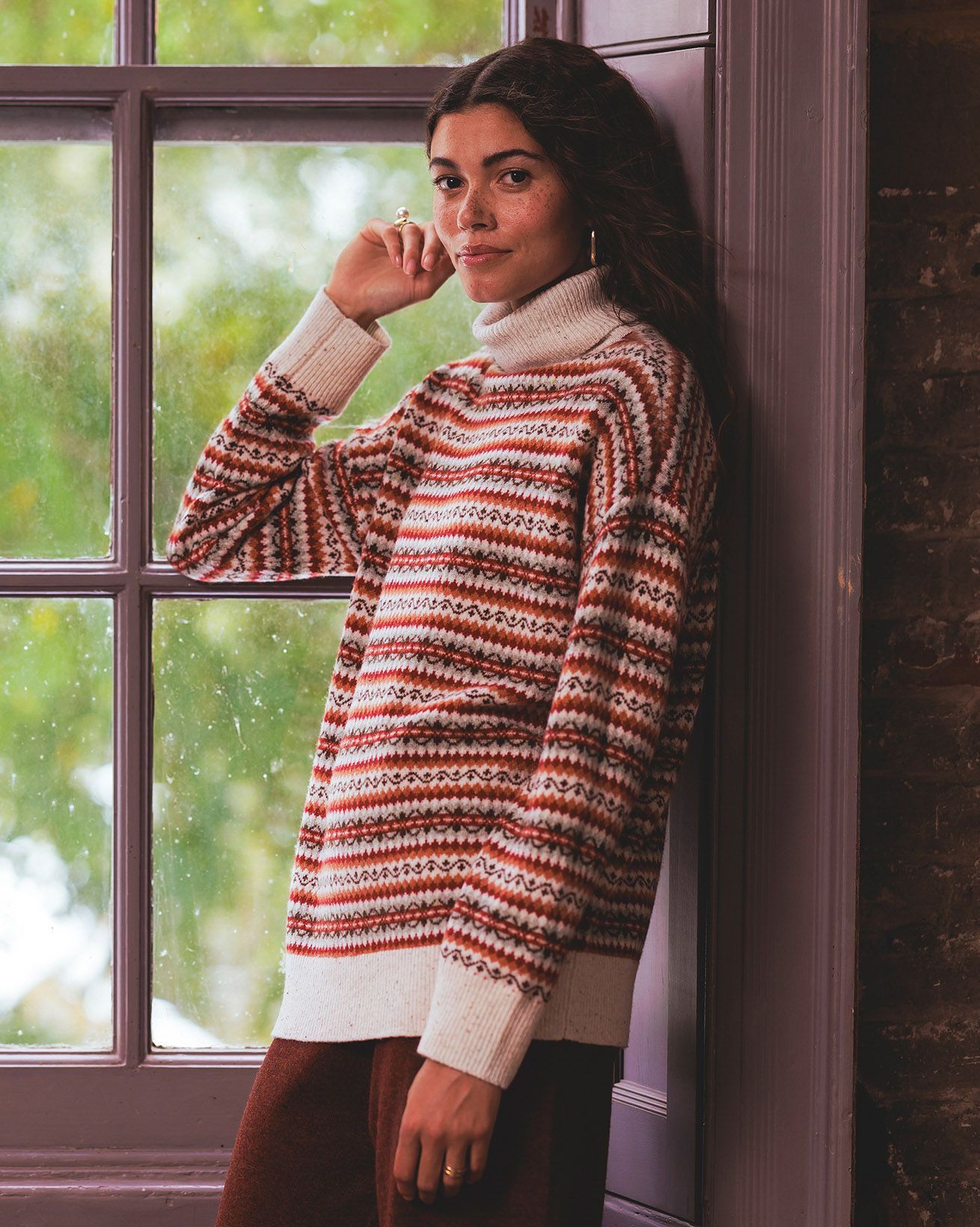 Rollkragenpullover mit Fair Isle Muster