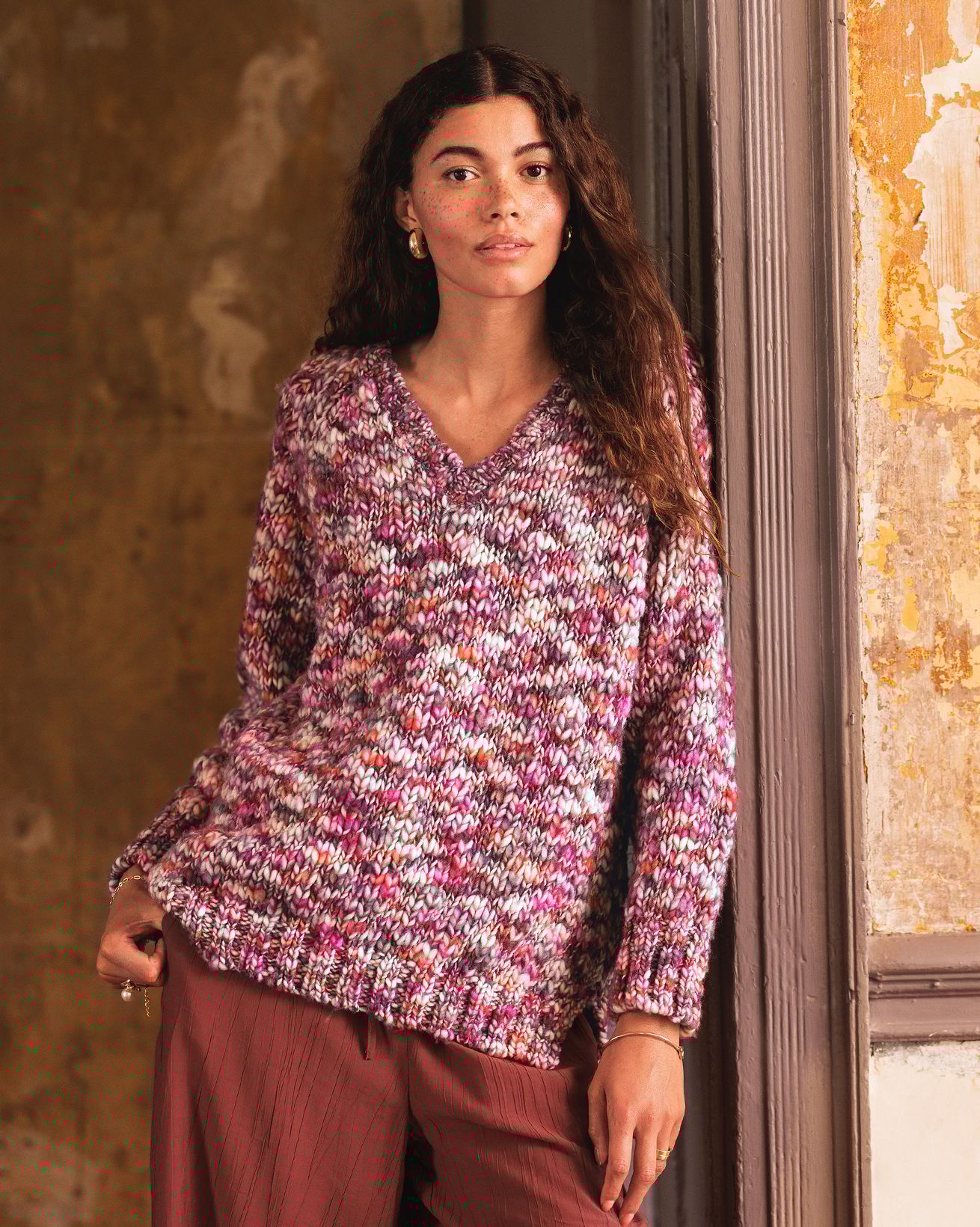 Pull Col V En Laine Épaisse