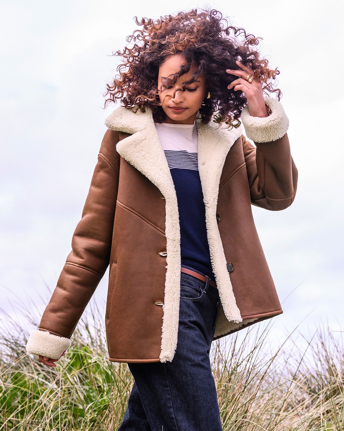 Veste western en peau de mouton