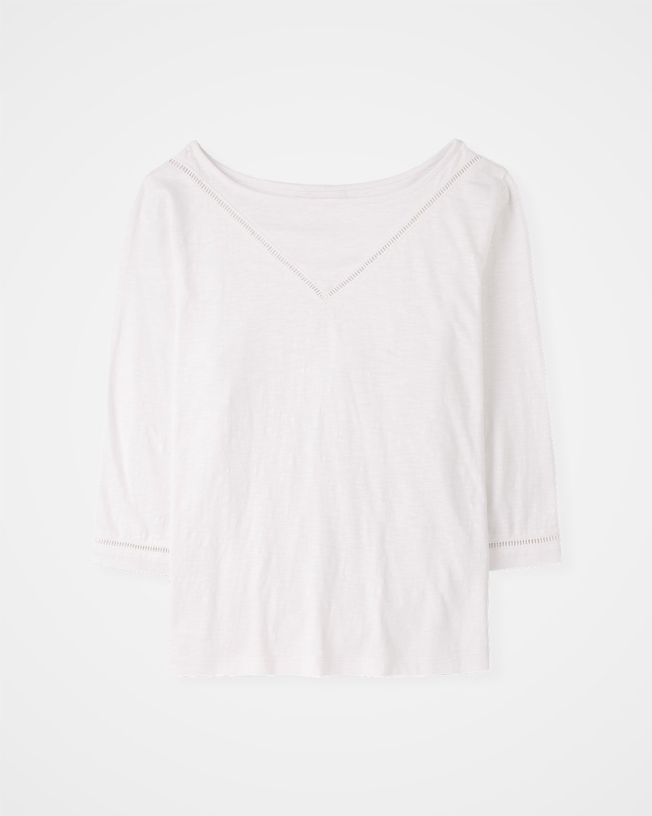 Cool ice crew boat flair hem overlock details fabulous cotton knit top