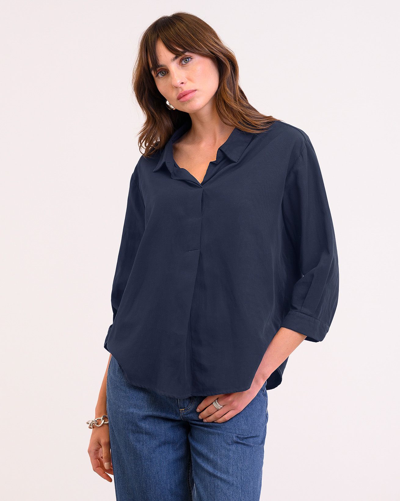 Linen Blend Relaxed Blouse