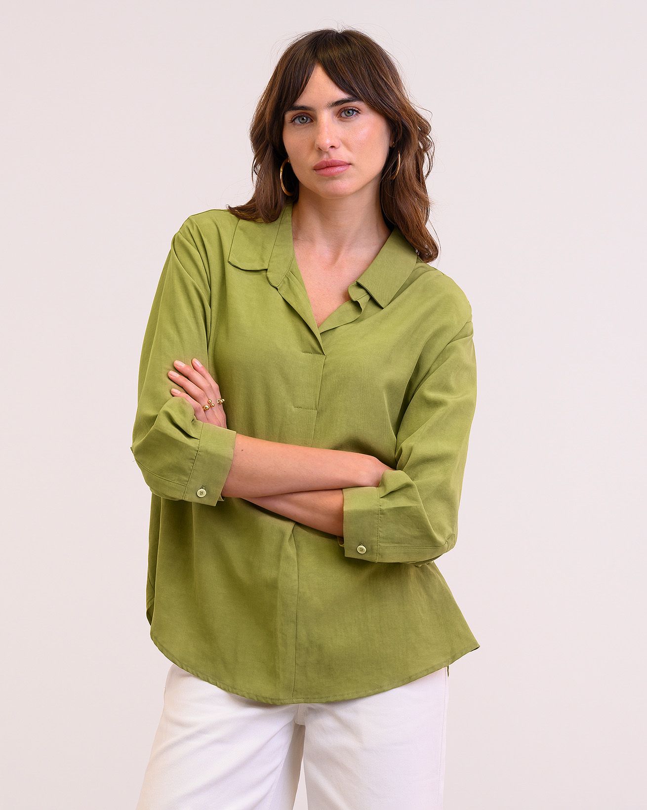 Lockere Bluse aus Leinen-Mix