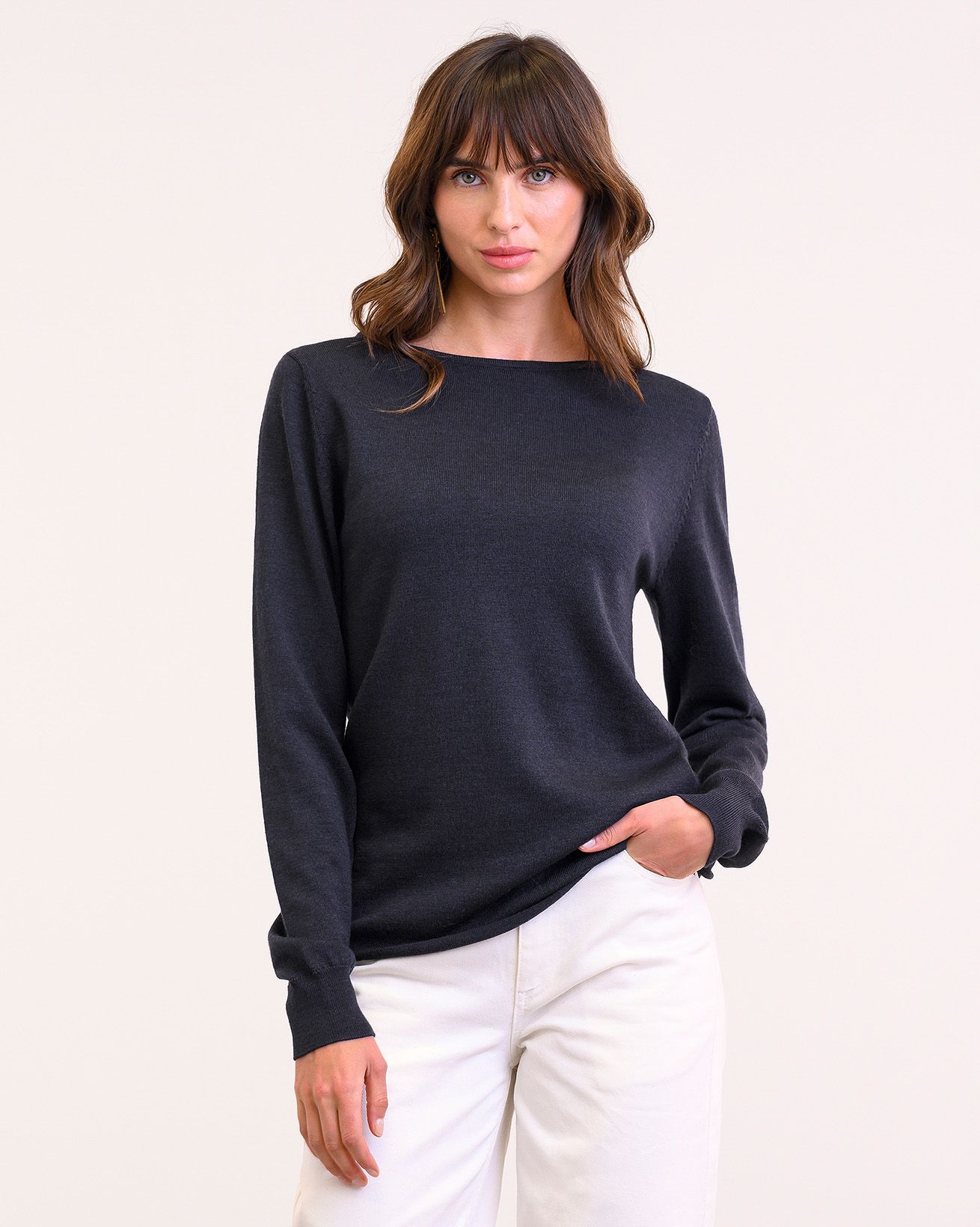 Merino Fine Knit Boat Neck Jumper