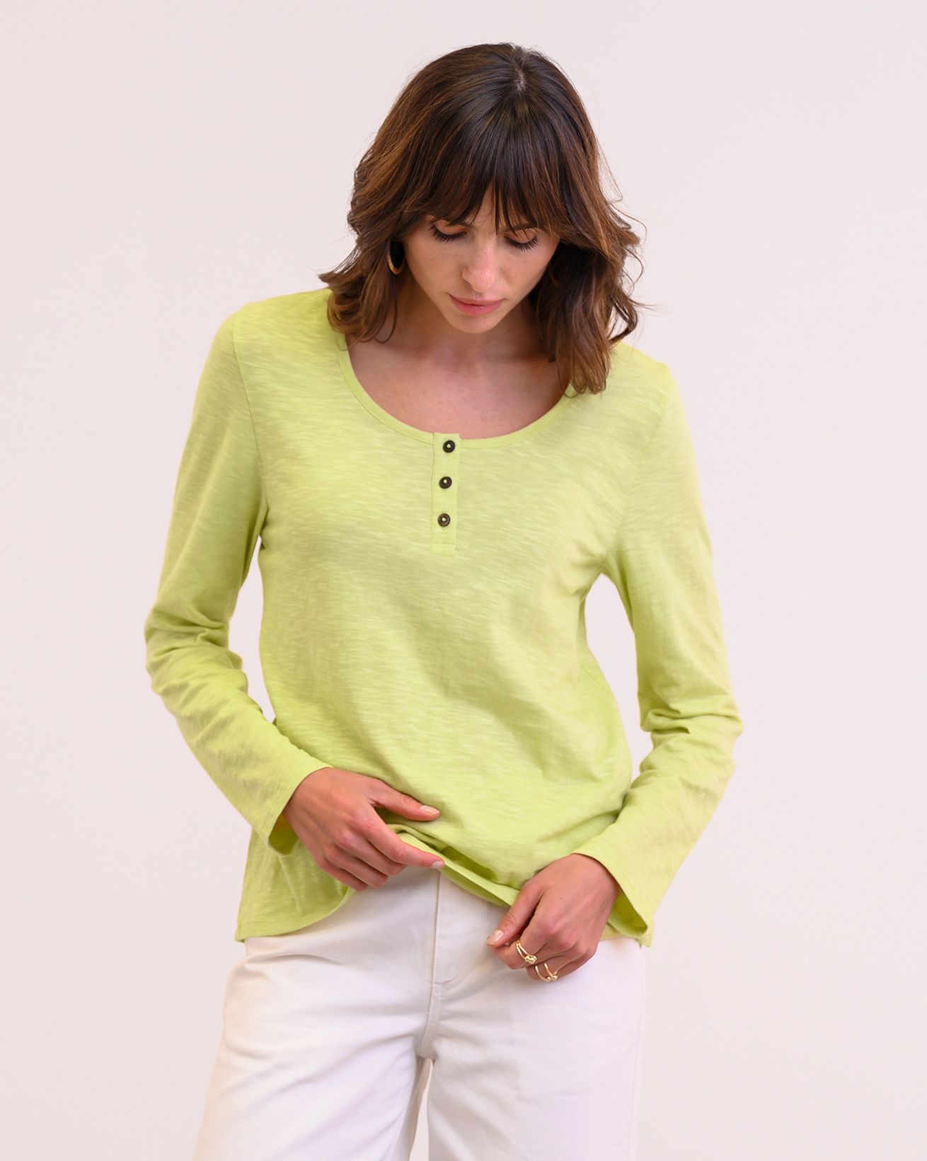 Organic Cotton Scoop Neck Henley
