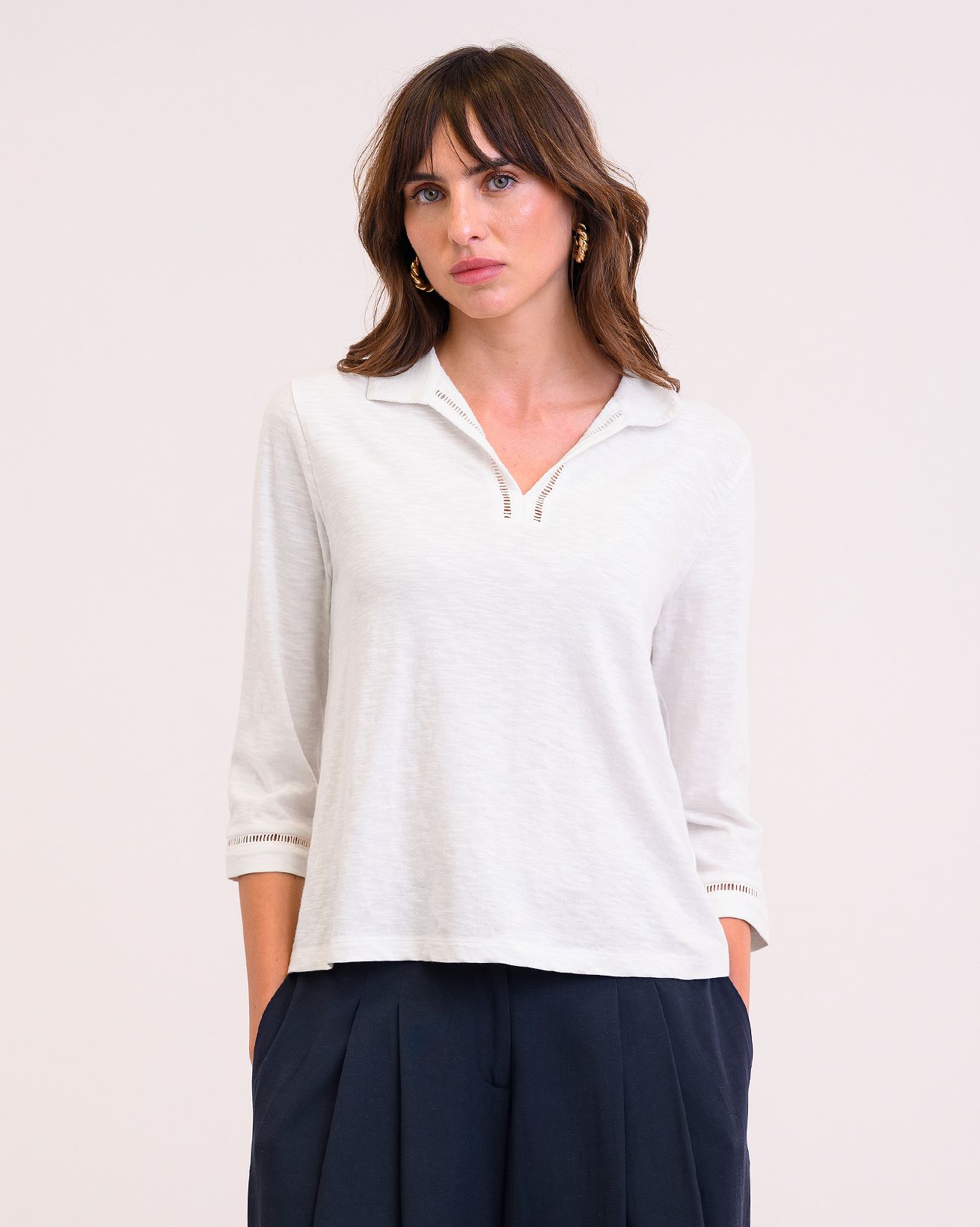 Organic Cotton Trim Detail Polo Top