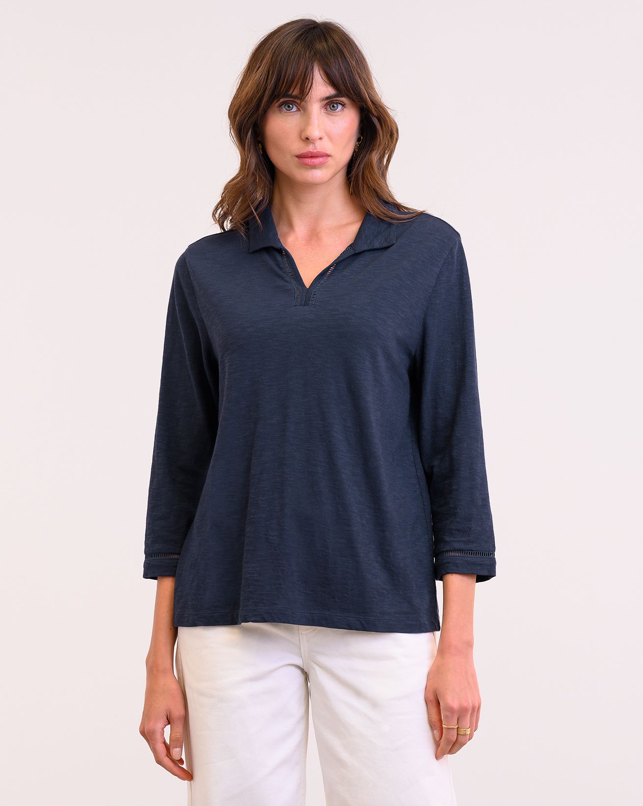 Organic Cotton Trim Detail Polo Top