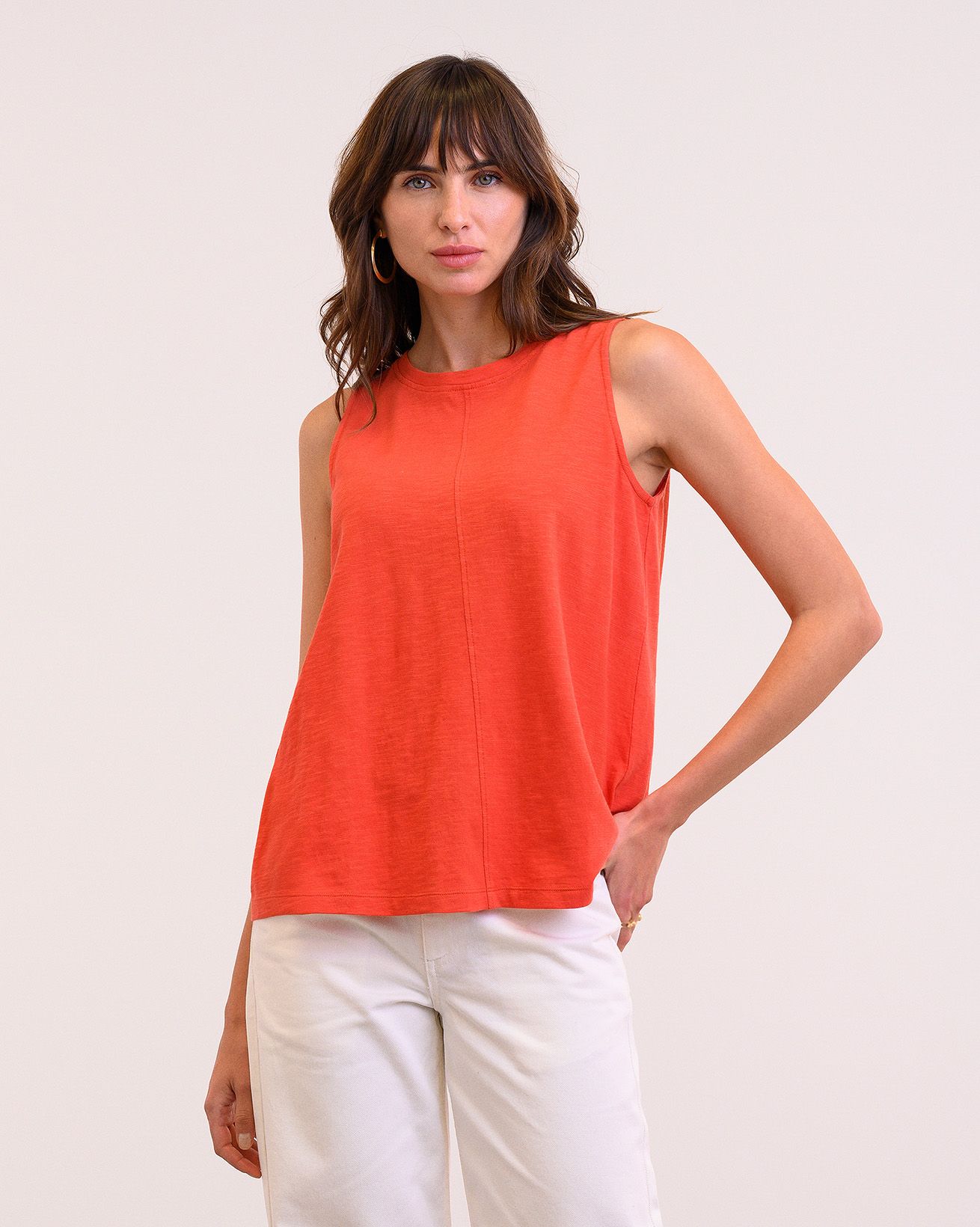 Organic Cotton Pleat Back Tank