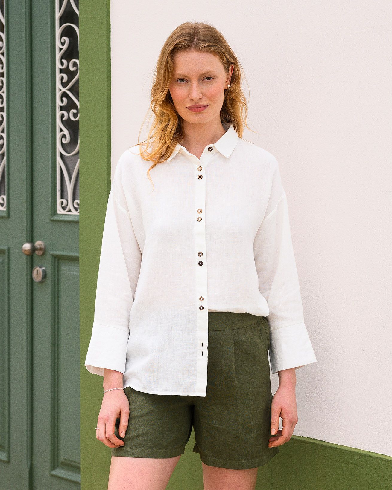 Linen Double Button Detail Shirt