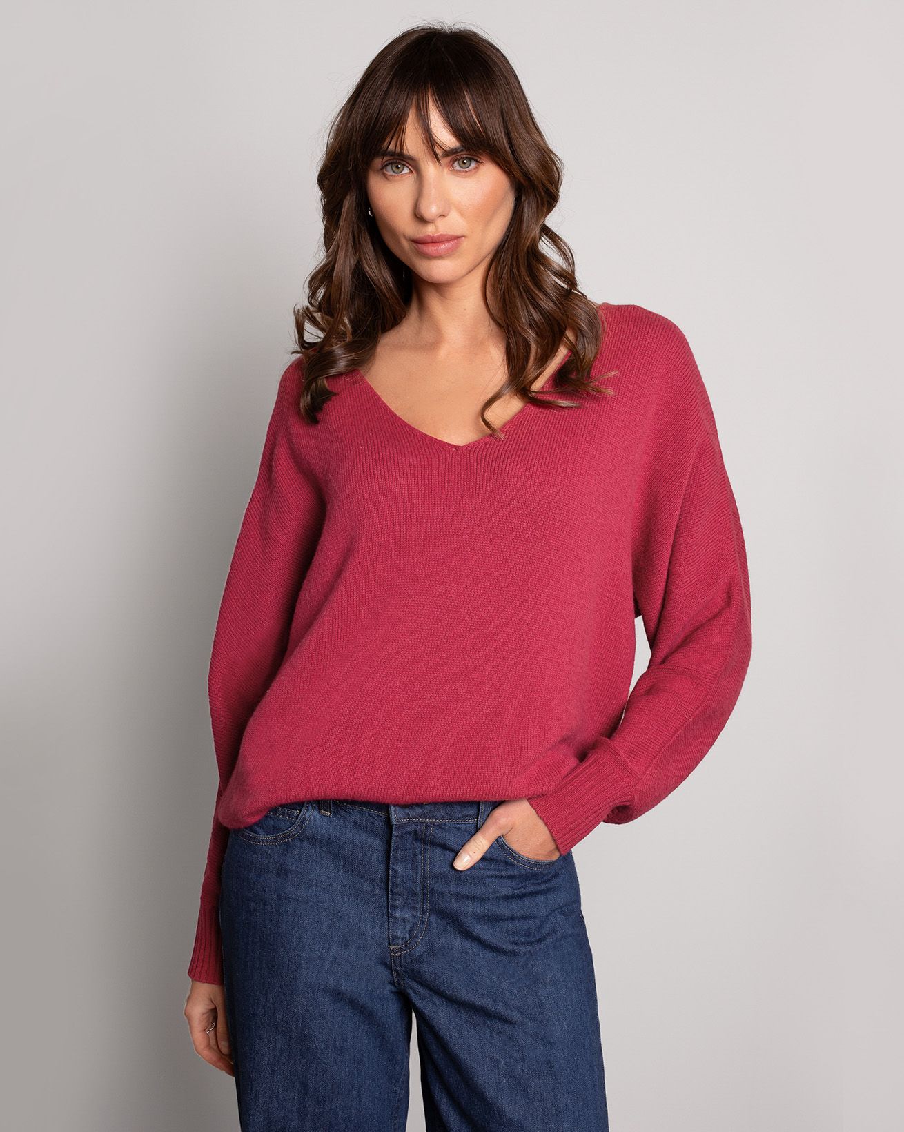 Pull Ample Col V En Alpaga Et Mérinos