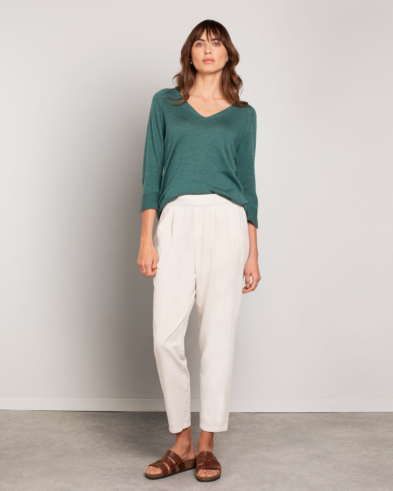 Organic Cotton Twill Tapered Trousers