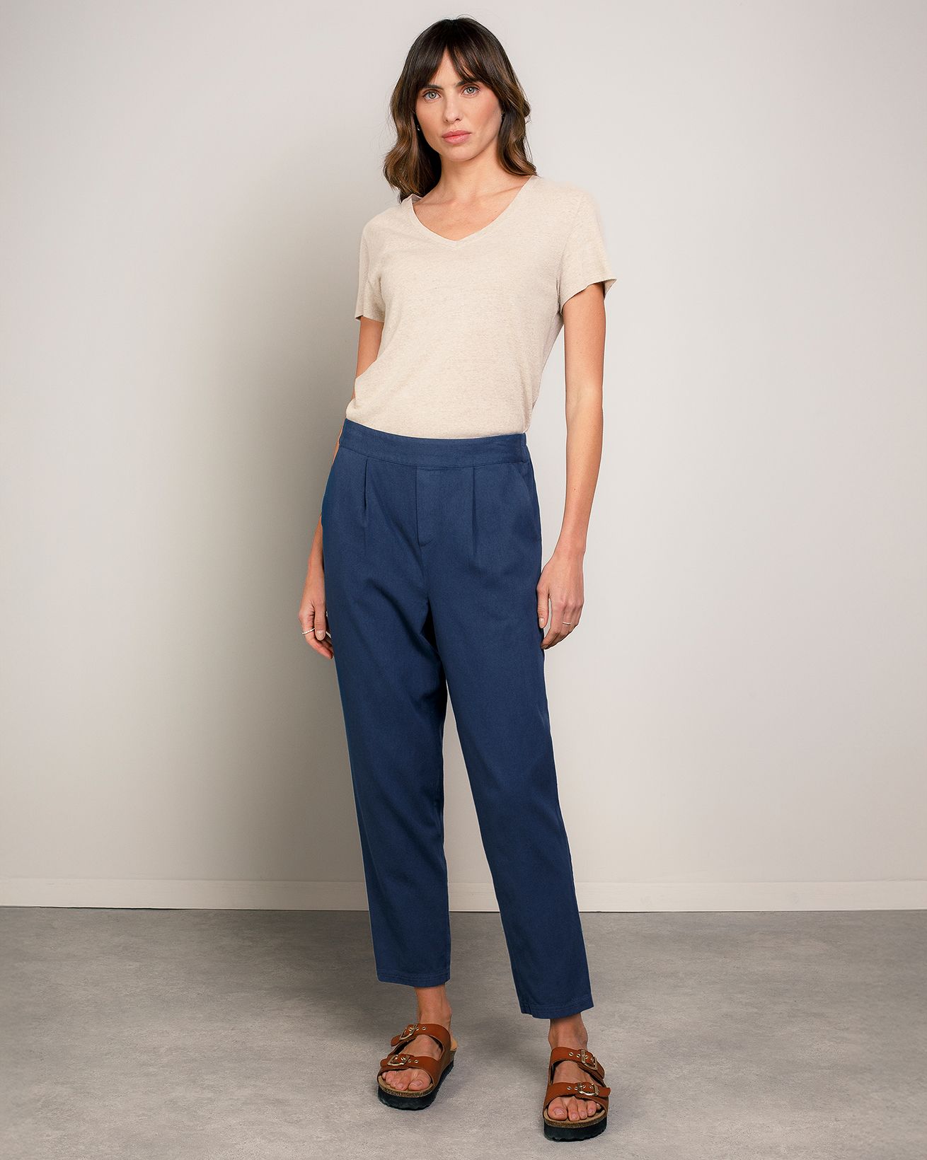 Organic Cotton Twill Tapered Trousers