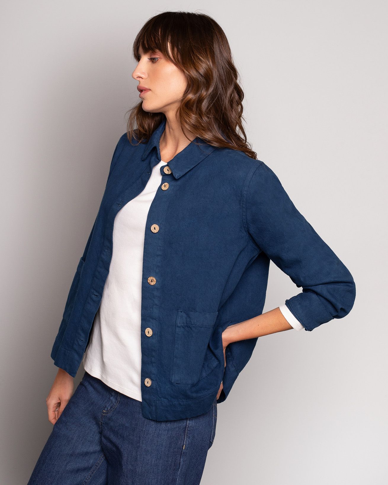 Jacke aus Baumwoll-Twill mit Rückenfalte