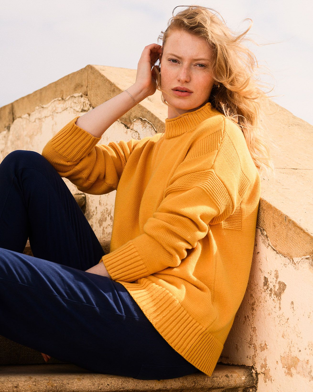 Gansy-Pullover mit Perlmuster-Detail
