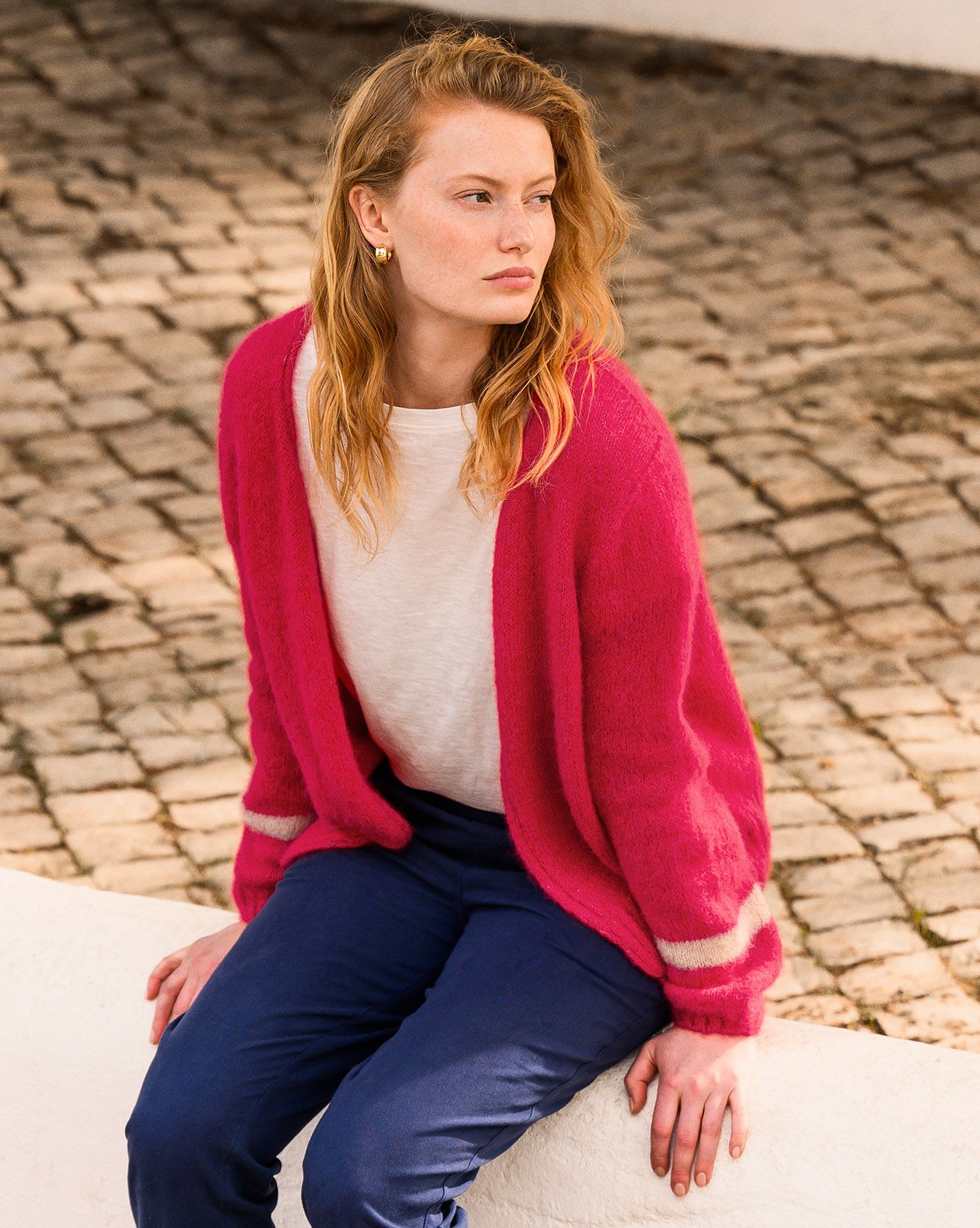 Gilet ample en alpaga et coton