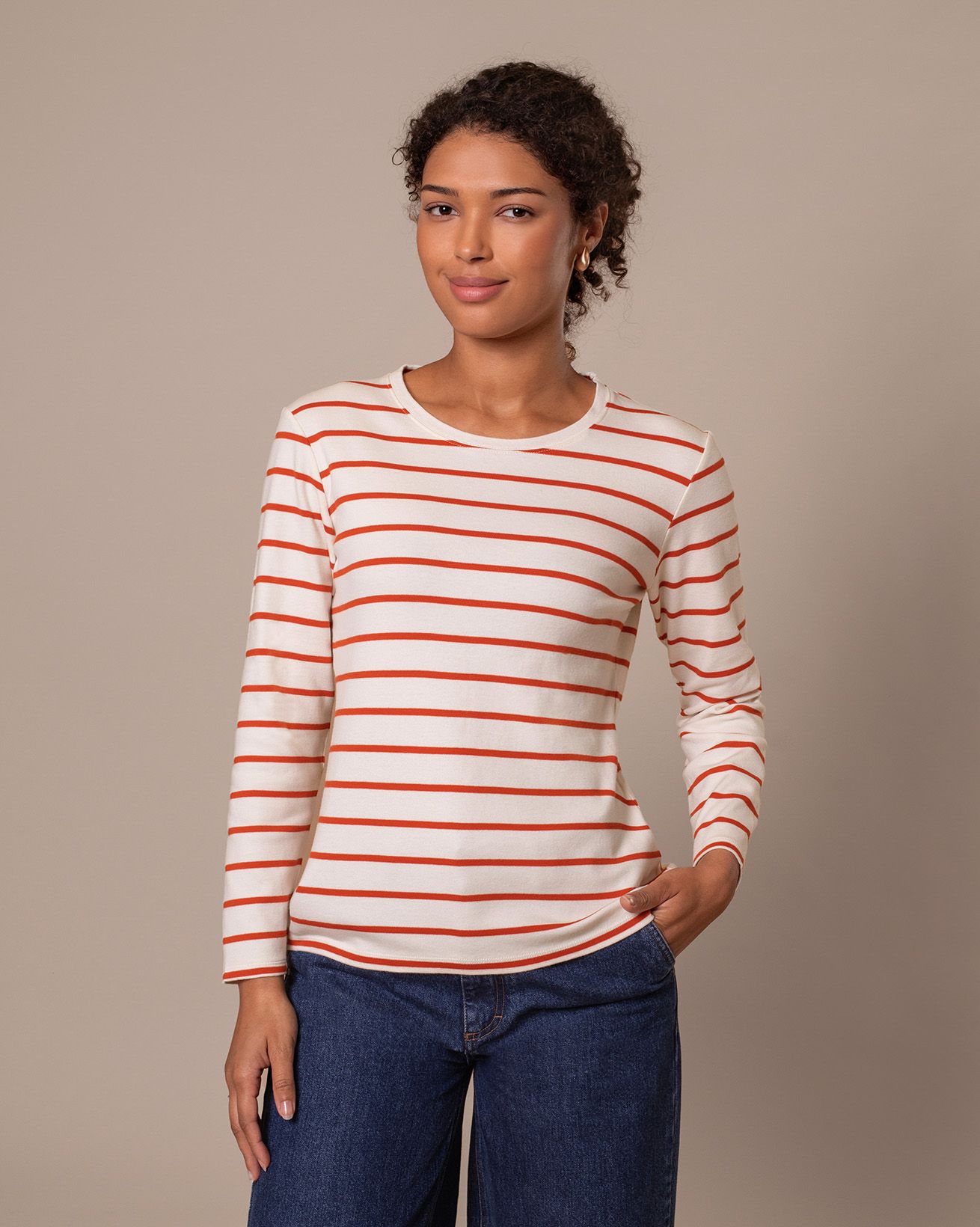 Organic Cotton Long Sleeve Stripe T Shirt
