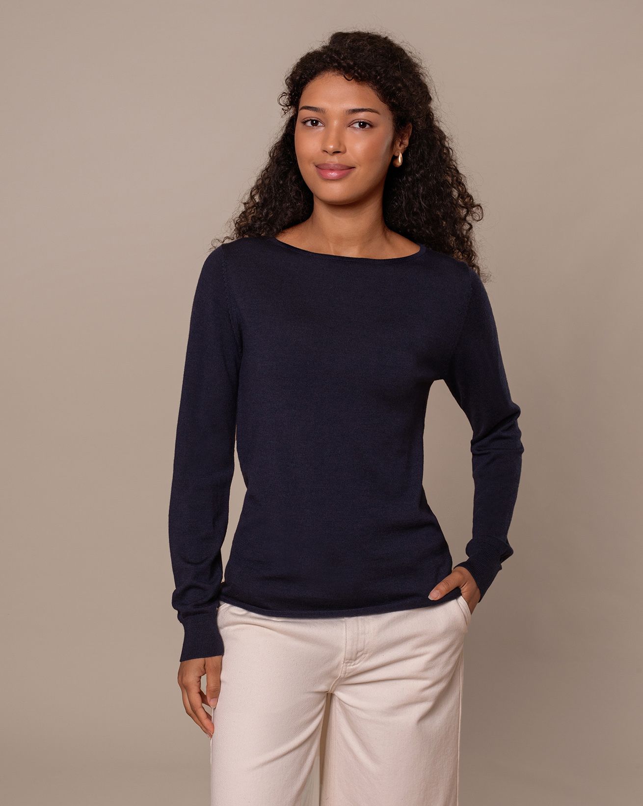 Merino Feinstrickpullover mit Bootsausschnitt