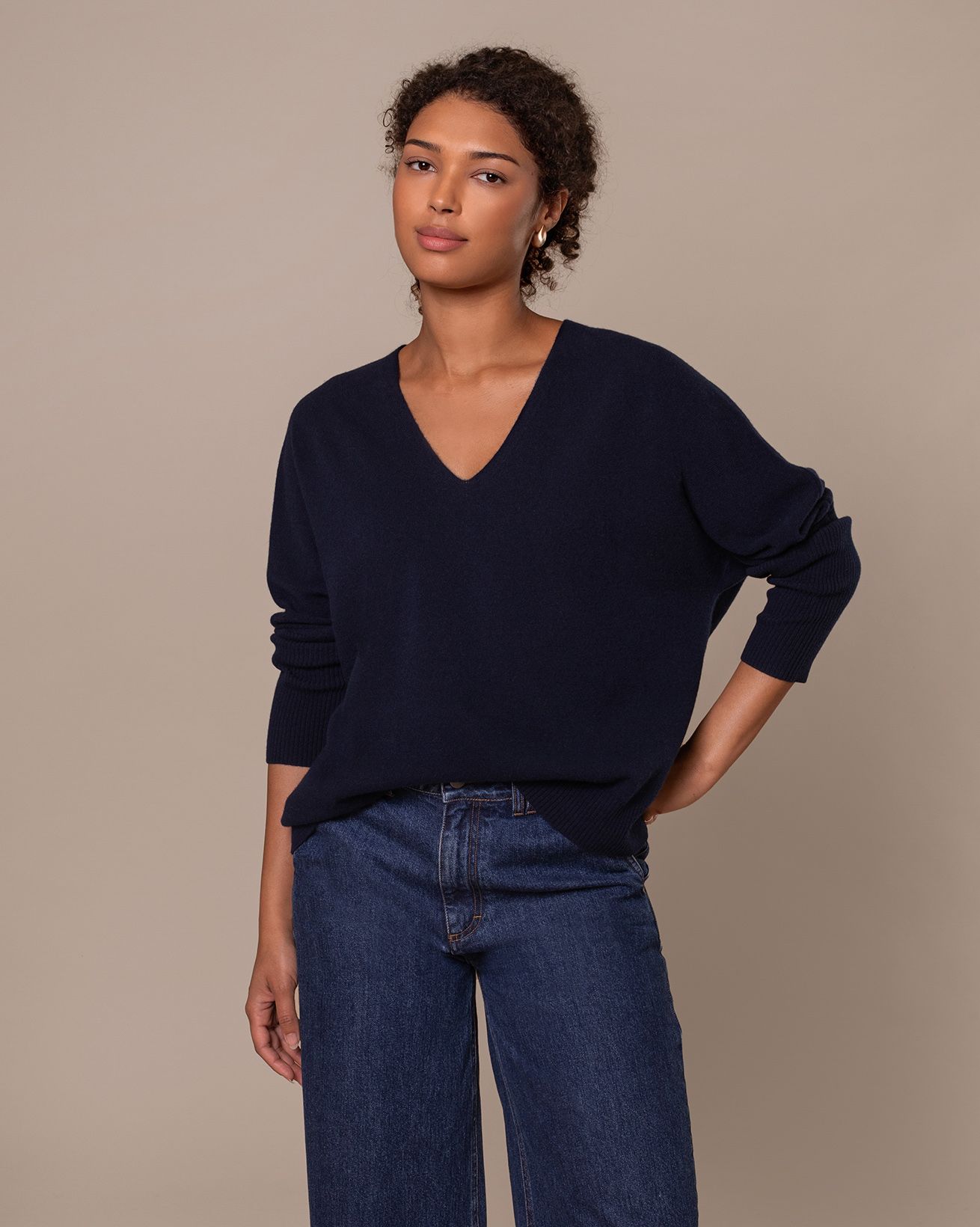 Lambswool Slouchy V Neck Jumper 