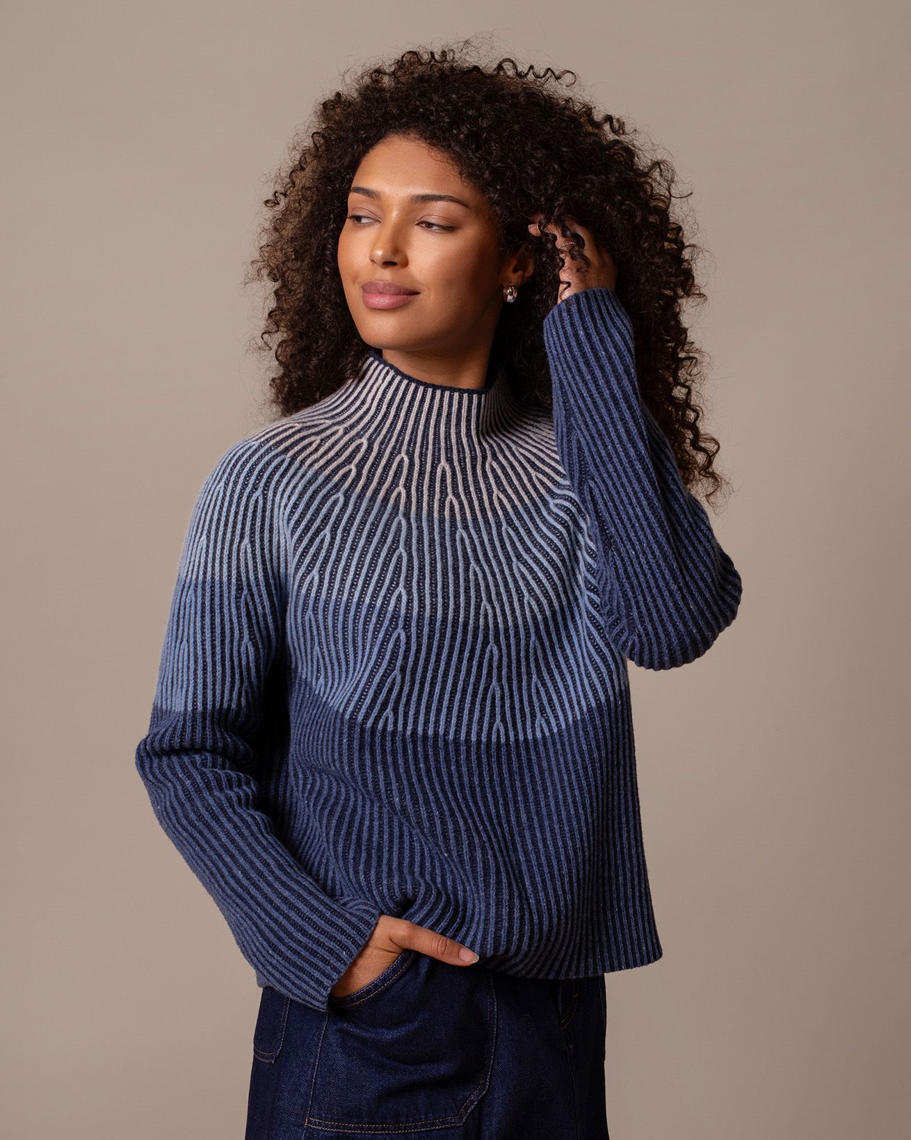 Funnel Neck Jumper Baby Blue