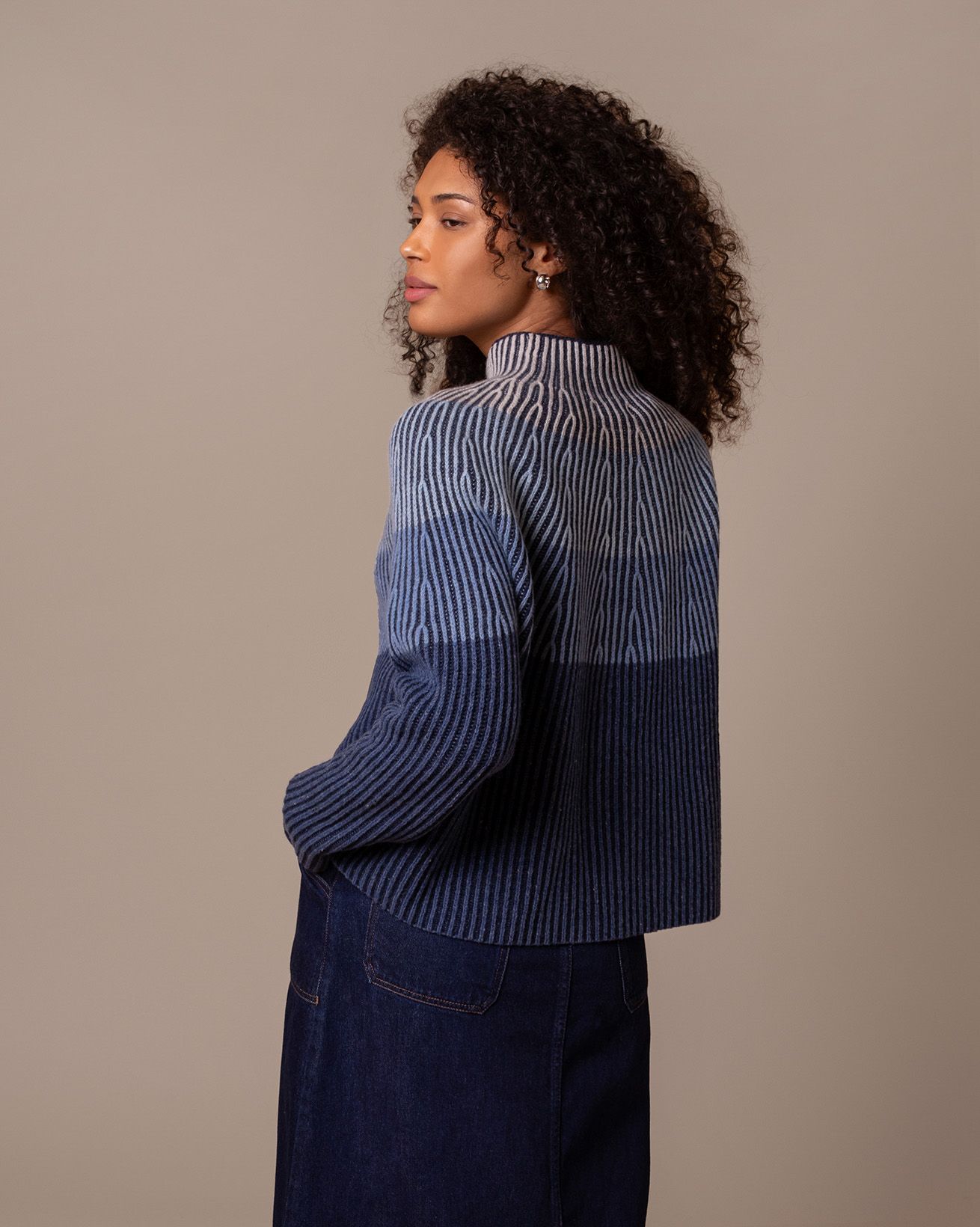 Bow & Arrow Funnel Neck Jumper - Latte